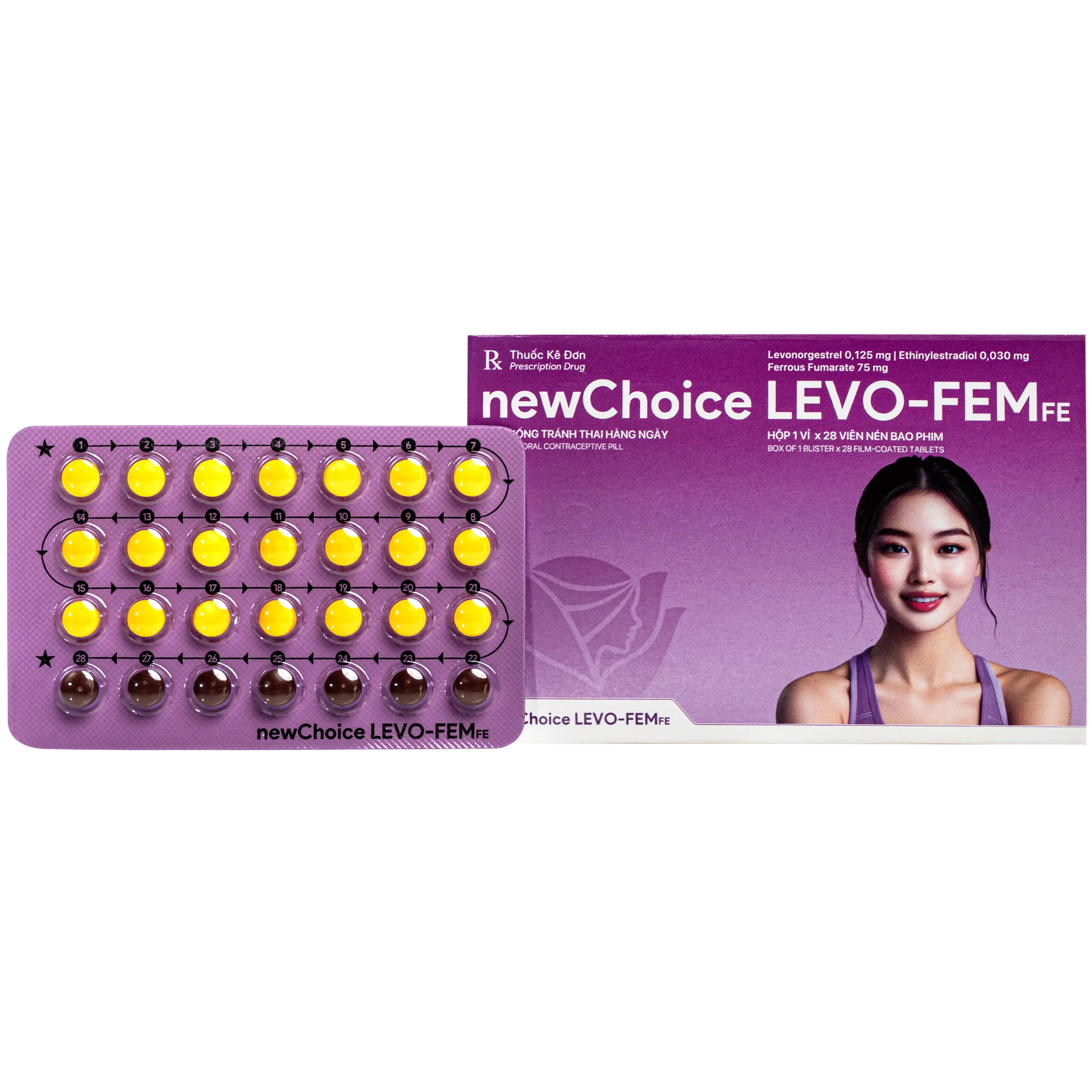 Thuốc Newchoice levo-fem Fe Nam Hà dùng để tránh thai (1 vỉ x 28 viên)