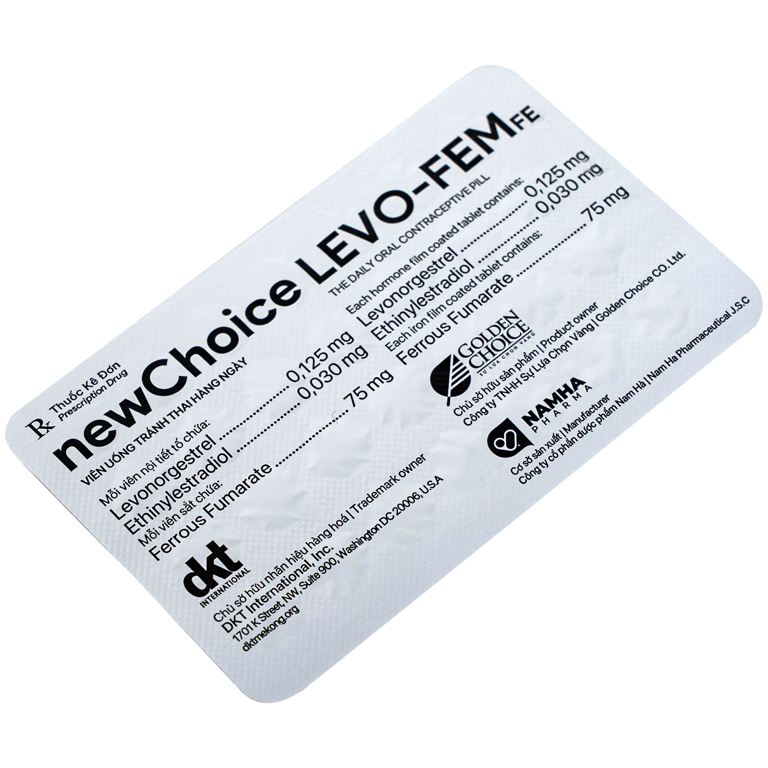 Thuốc Newchoice levo-fem Fe Nam Hà dùng để tránh thai (1 vỉ x 28 viên)
