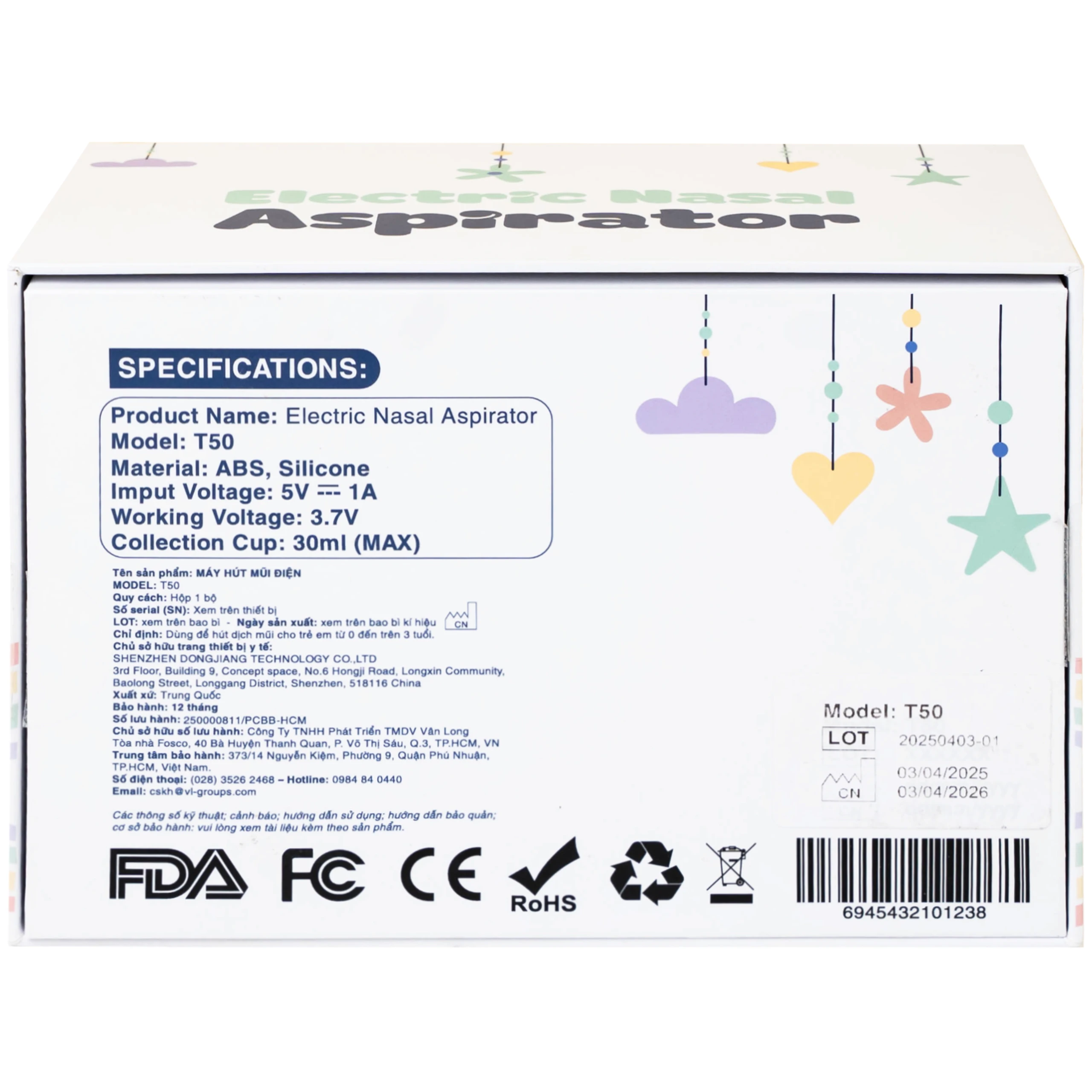 Máy hút mũi cho bé Fuji T50 hỗ trợ vệ sinh mũi cho bé từ 0 đến trên 3 tuổi