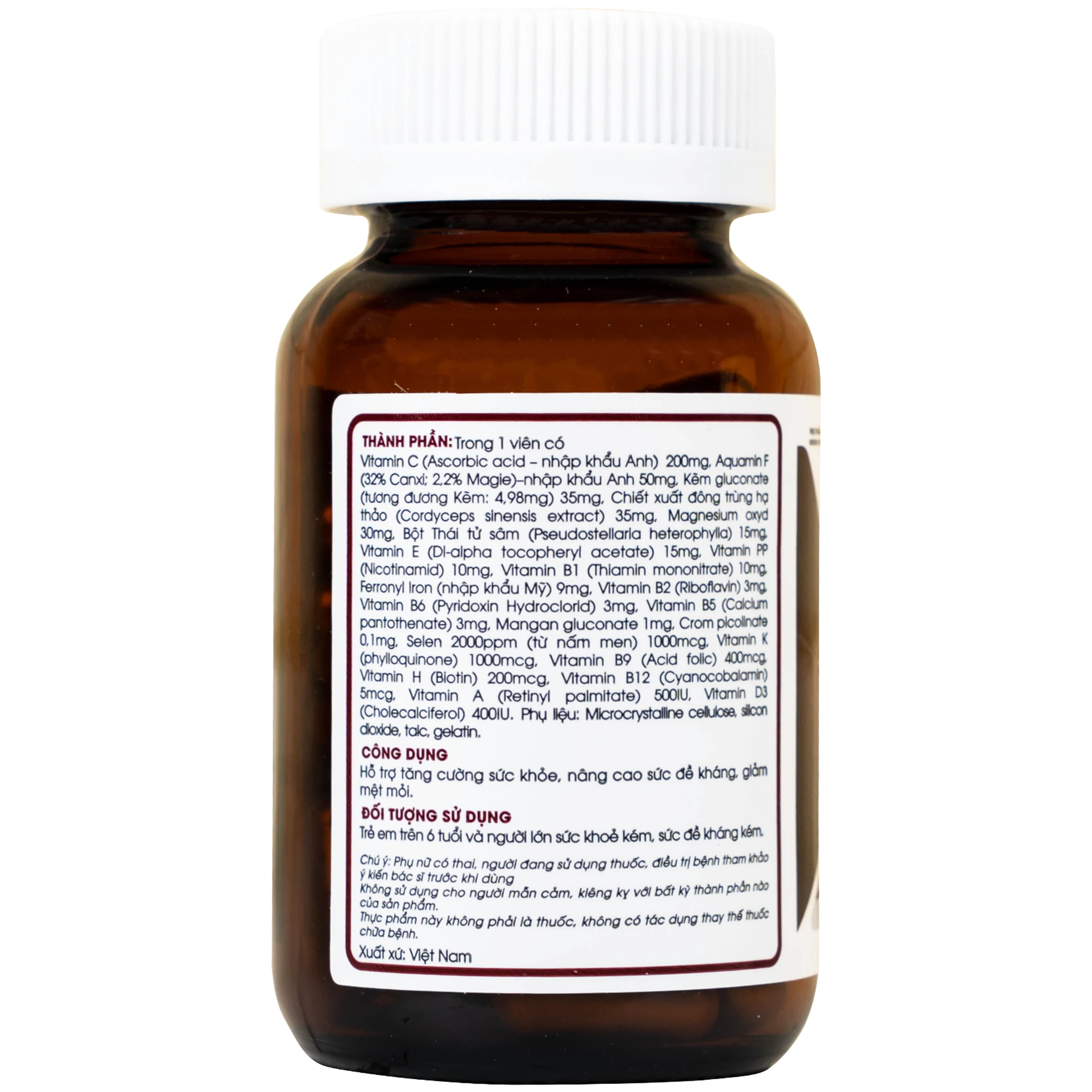 Viên uống hỗ trợ tăng cường sức khỏe nâng cao sức đề kháng Multivitamin +Zn +D3 Royal Care (60 viên)