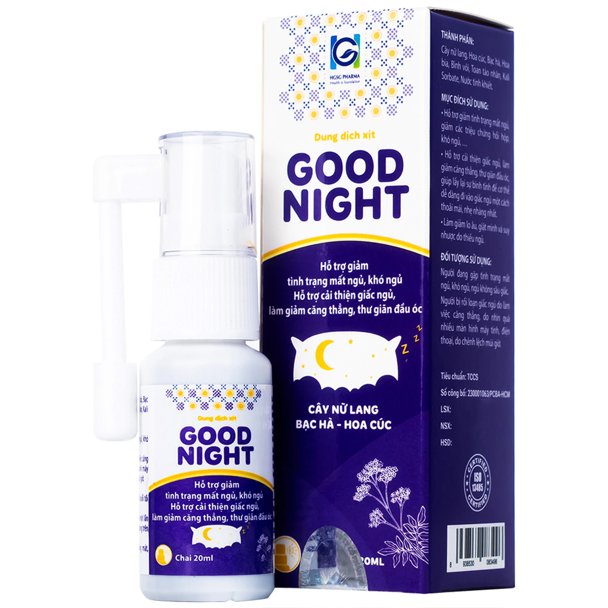 Xịt thảo dược Good Night 20ml giúp ngủ ngon, giảm căng thẳng