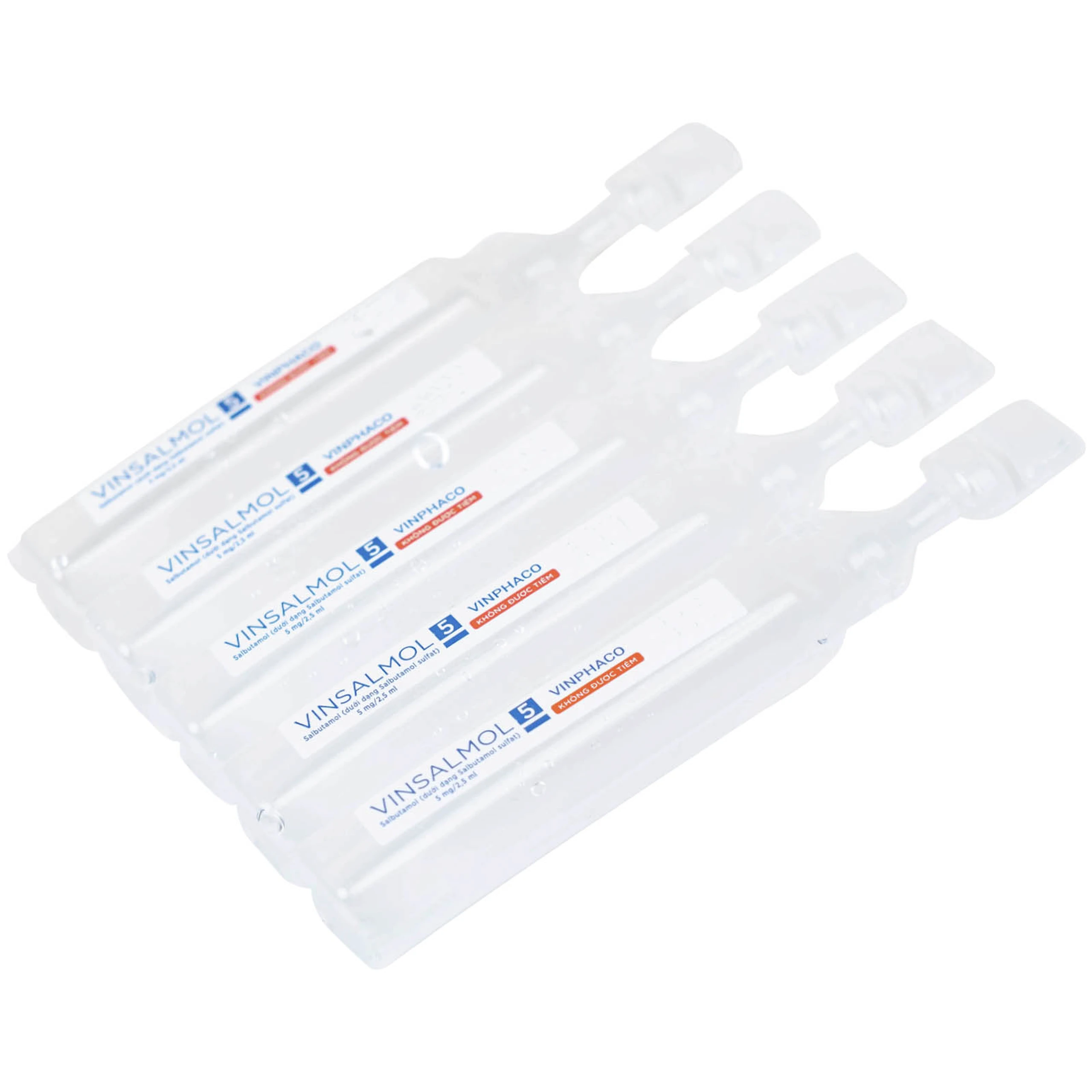 Dung dịch khí dung Vinsalmol 5mg/2.5ml Vinphaco trị triệu chứng hen cấp tính, đợt kịch phát hen (2 vỉ x 5 ống)