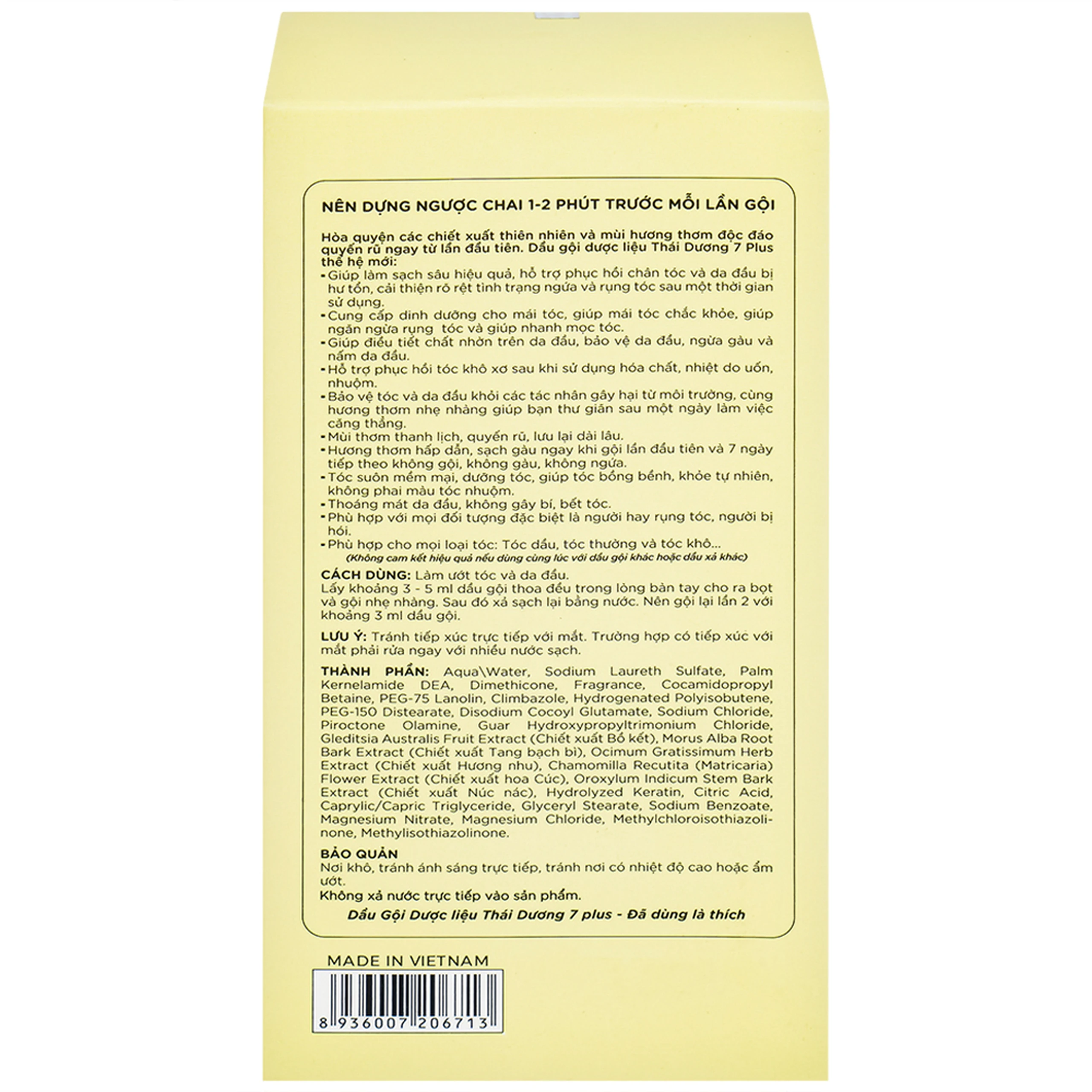 Dầu gội dược liệu Thái Dương 7 Plus Gold ngừa rụng tóc, giảm ngứa 250ml