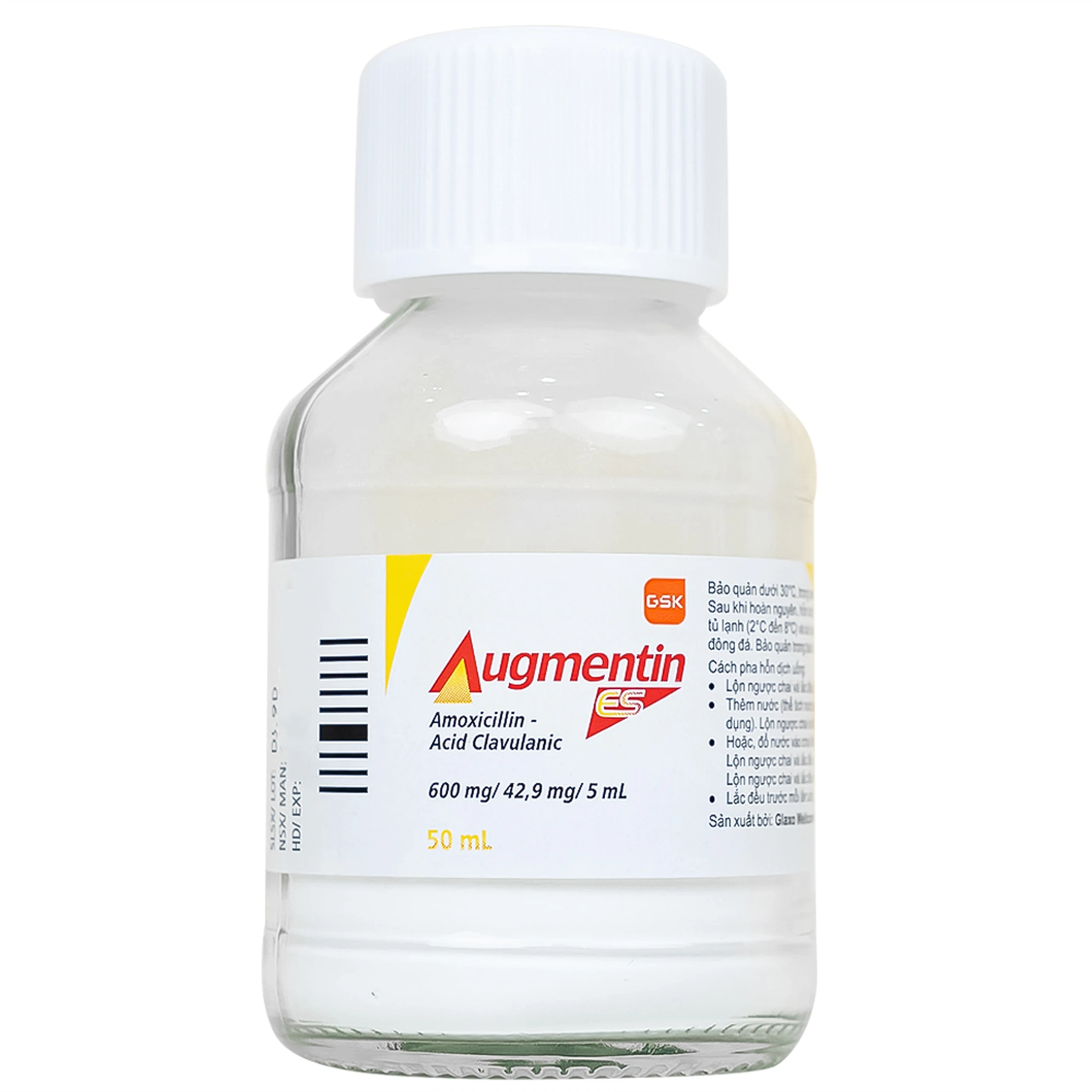 Bột pha hỗn dịch uống Augmentin ES GSK điều trị các nhiễm trùng do vi khuẩn gây ra ở trẻ (50ml)