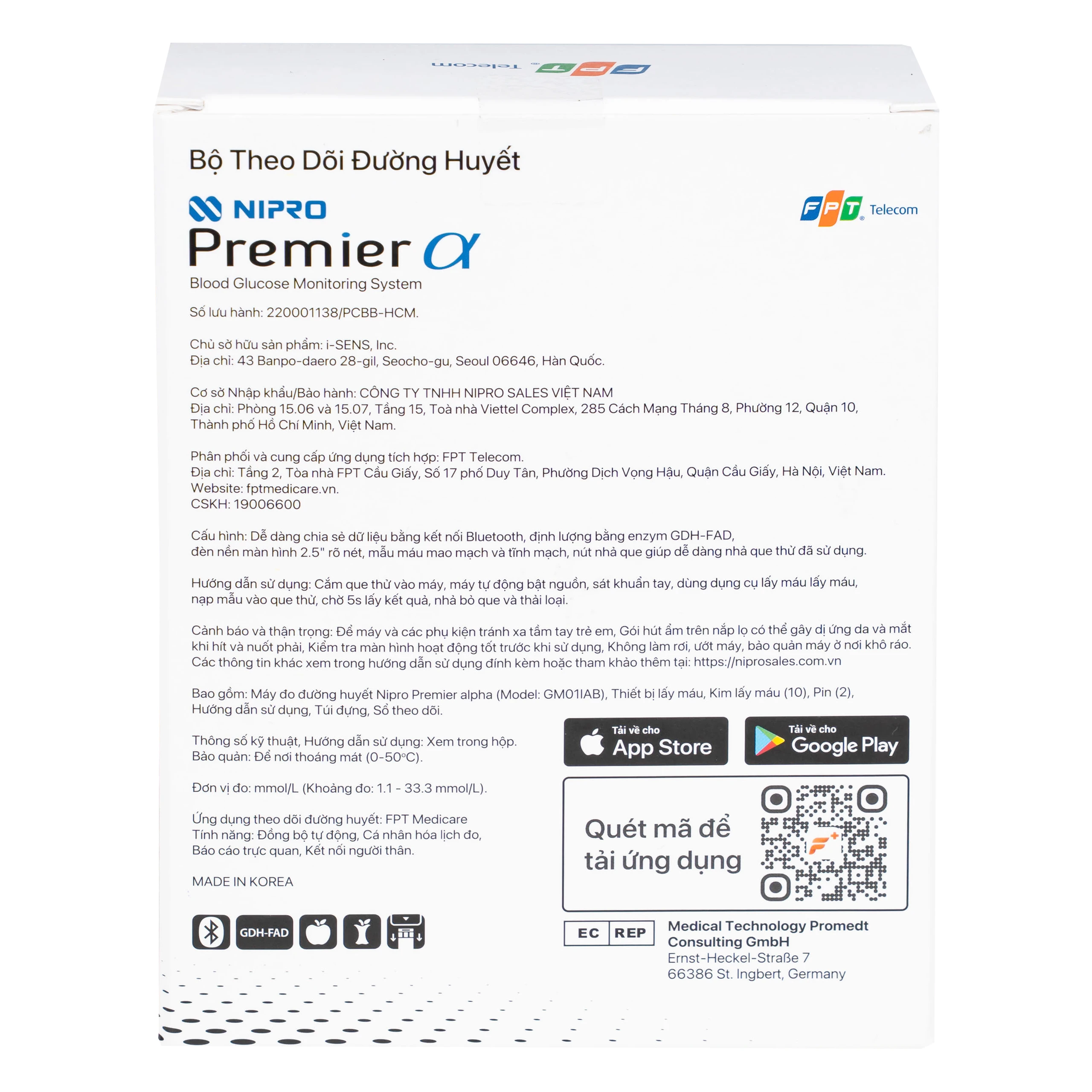 Máy đo đường huyết Nipro Premier Alpha hỗ trợ theo dõi, kiểm soát lượng đường trong máu