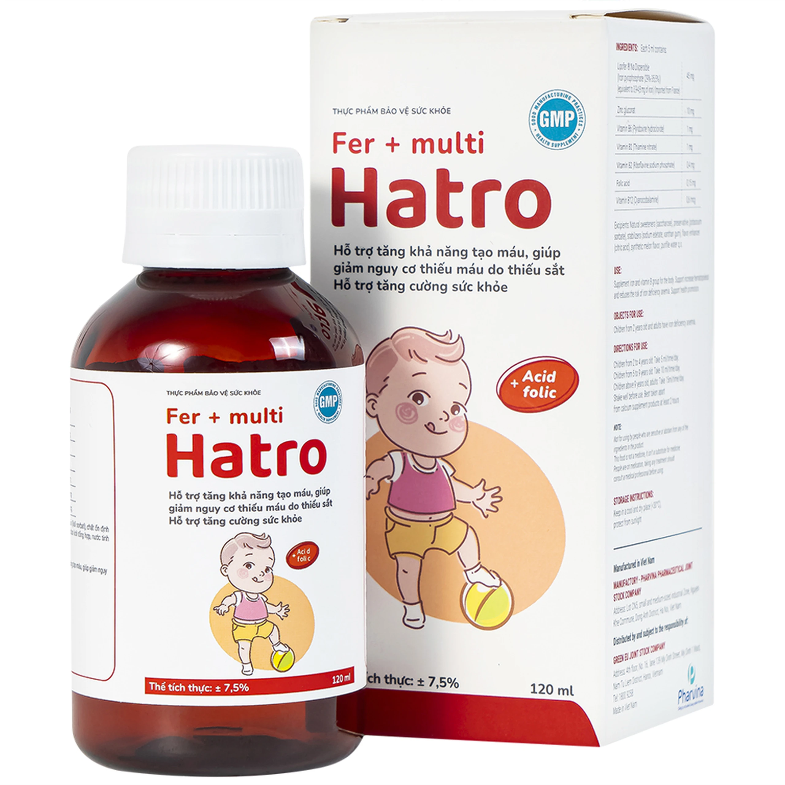 Siro bổ sung sắt và Vitamin nhóm B, giảm nguy cơ thiếu máu cho trẻ Fer + Multi Hatro (120ml)