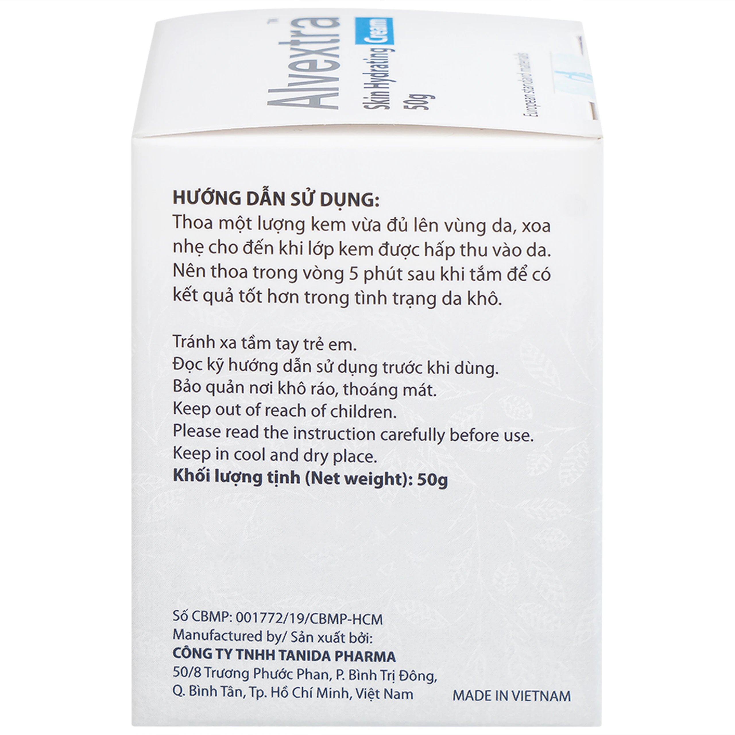 Kem bôi dưỡng ẩm cho da khô Alvextra Skin Hydrating Cream  50g