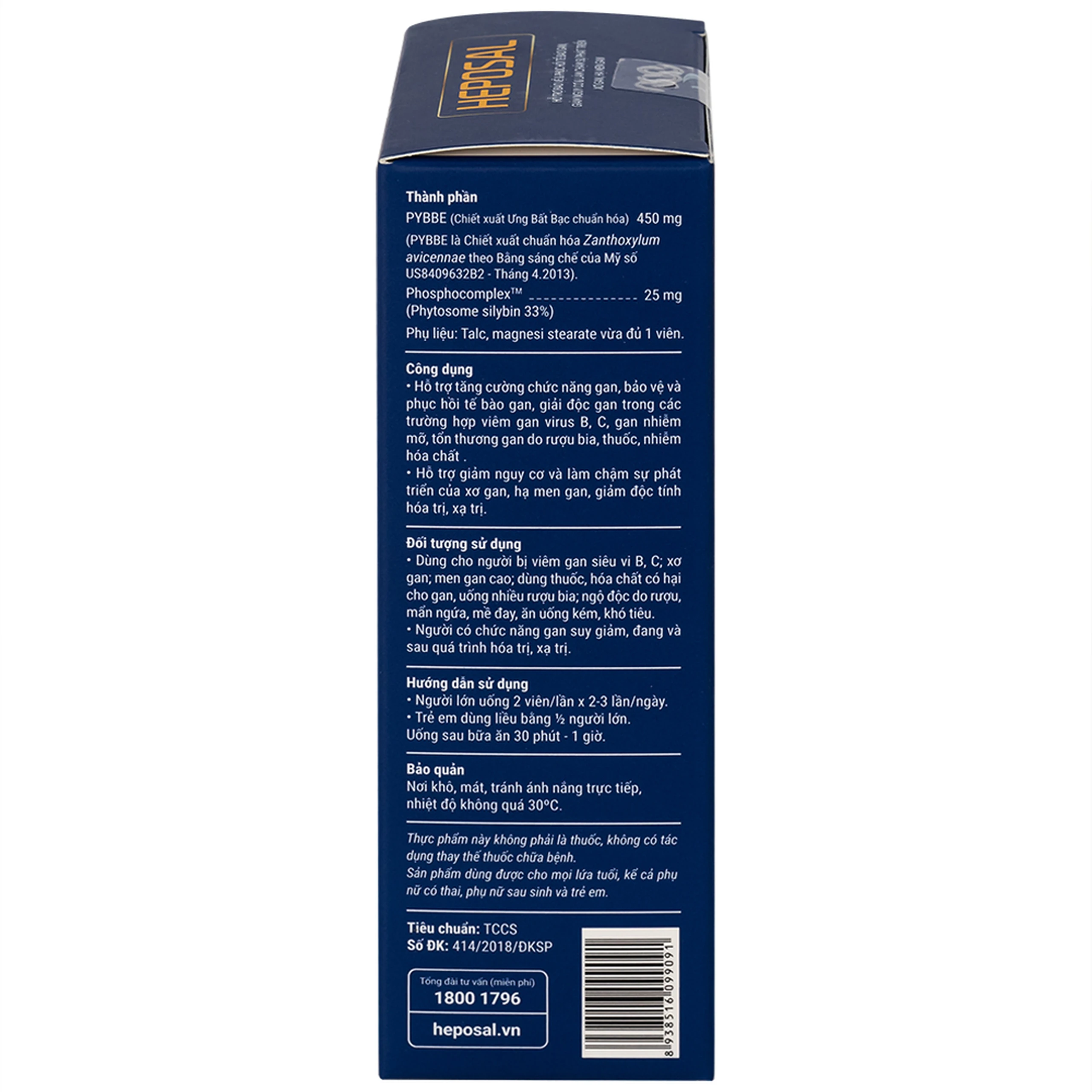 Viên uống hỗ trợ tăng cường chức năng gan, bảo vệ và phục hồi tế bào gan Heposal (3 vỉ x 10 viên)