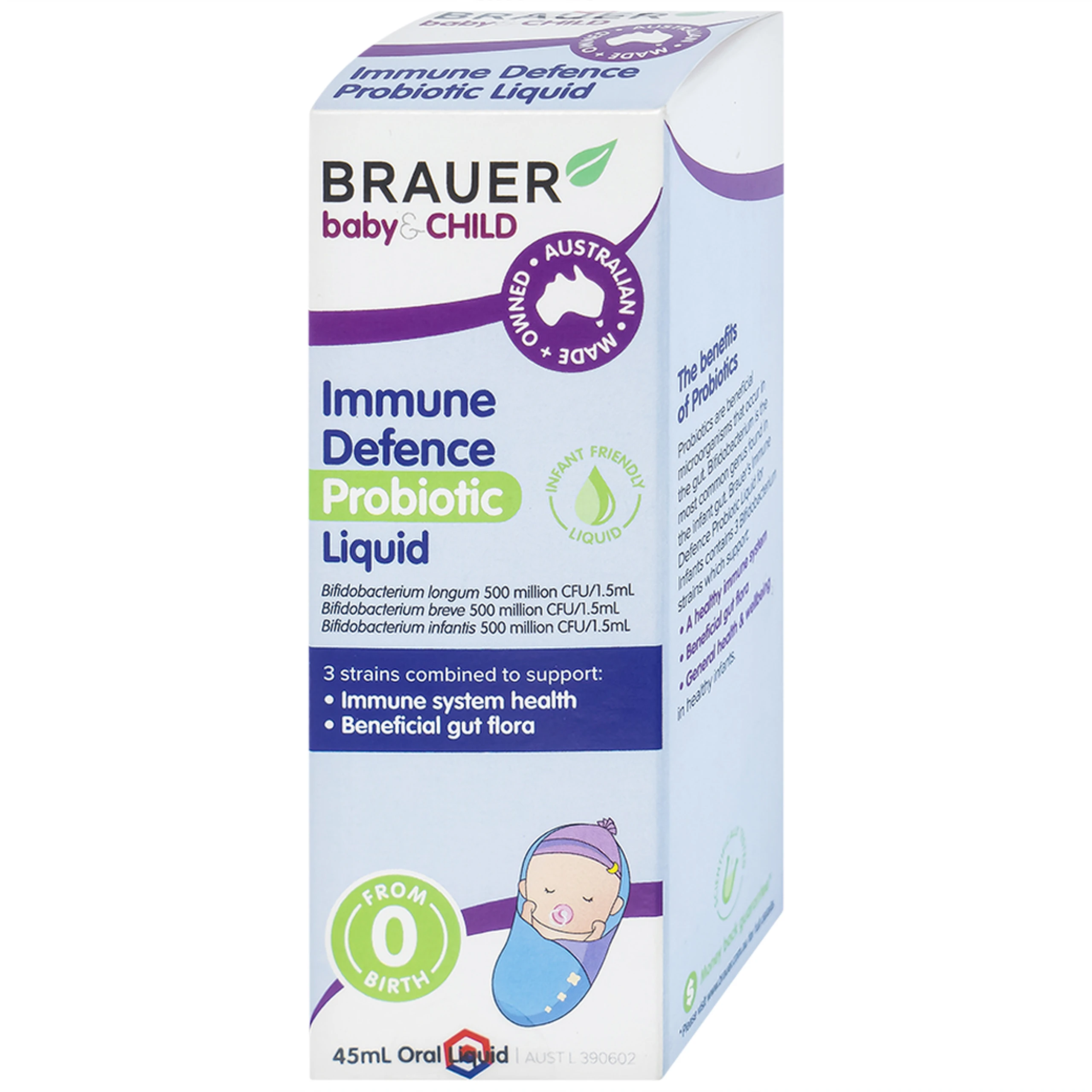 Siro giúp bổ sung lợi khuẩn, tốt cho đường ruột Immune Defence Probiotic Liquid Brauer (45ml)