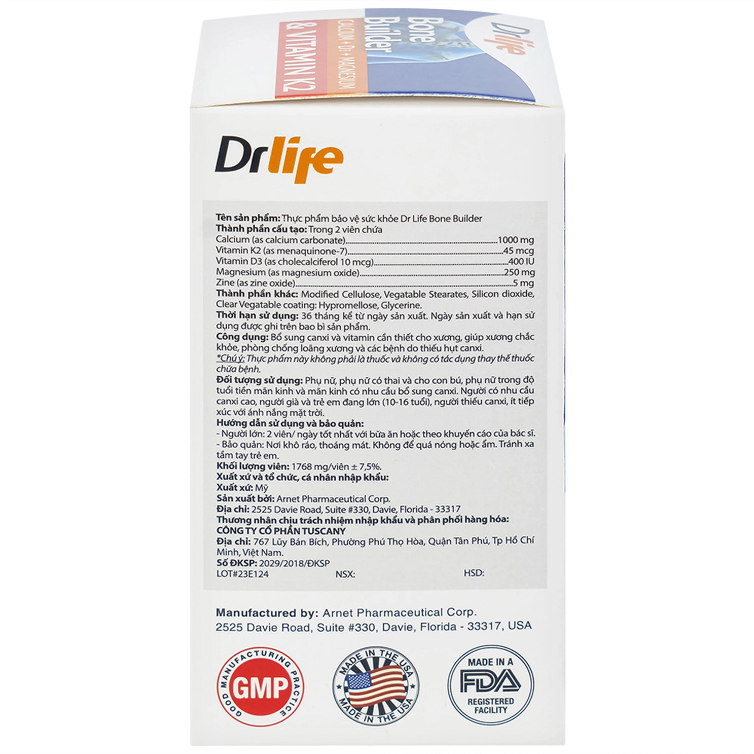 Viên uống bổ sung canxi và vitamin cho xương, phòng chống loãng xương Bone Builder Drlife (60 viên)