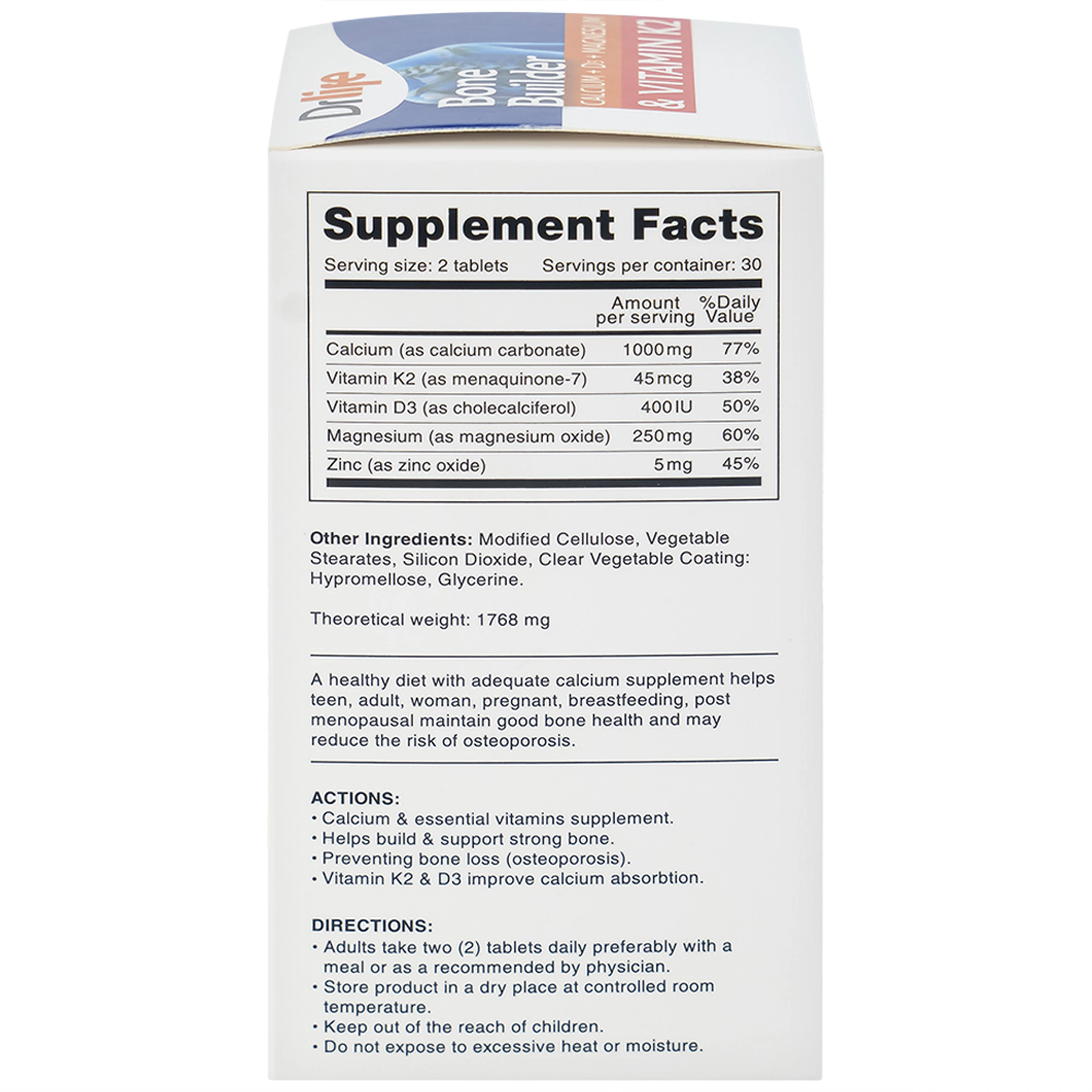 Viên uống bổ sung canxi và vitamin cho xương, phòng chống loãng xương Bone Builder Drlife (60 viên)