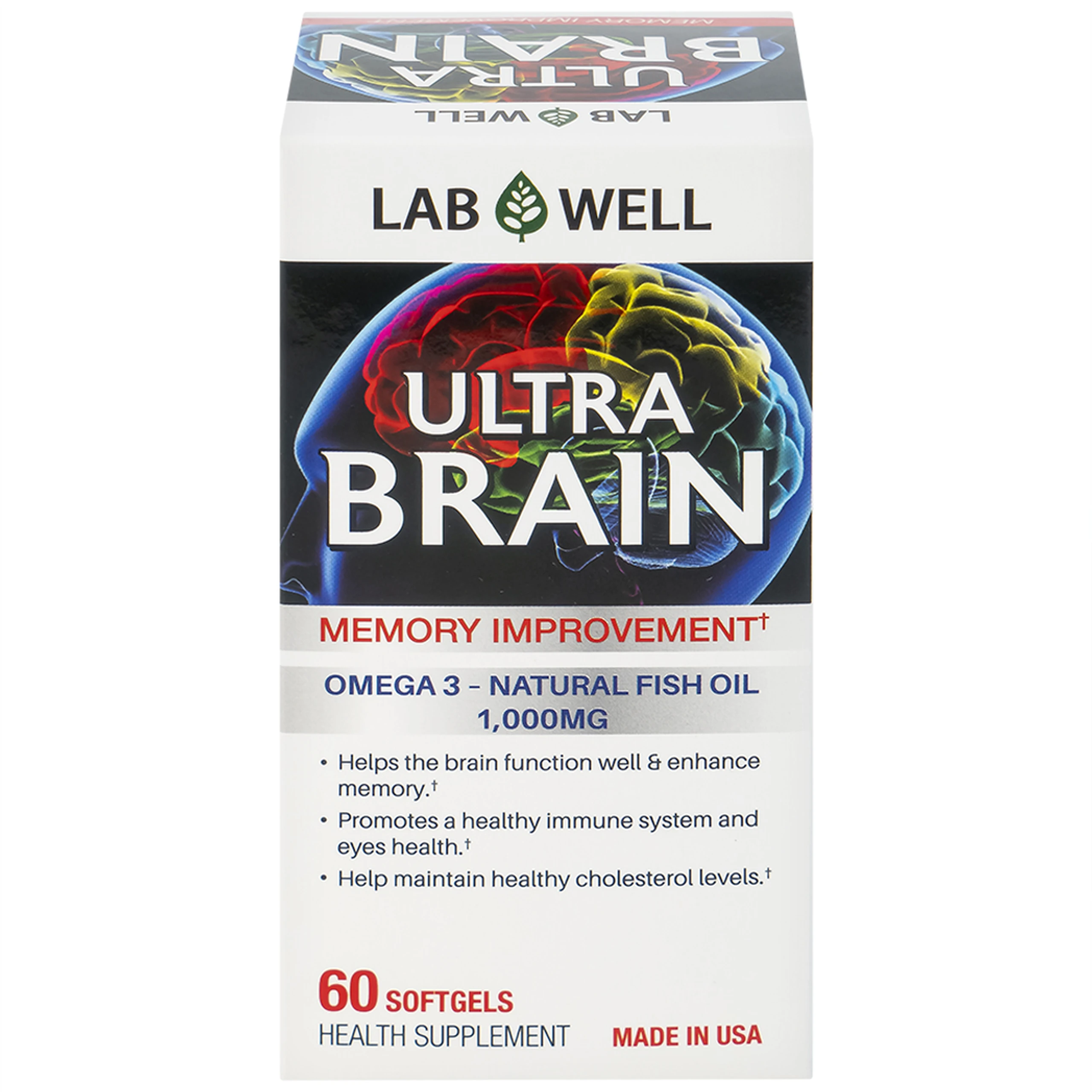 Viên uống bổ não, tốt cho mắt và tim mạch Ultra Brain Lab Well (60 viên)