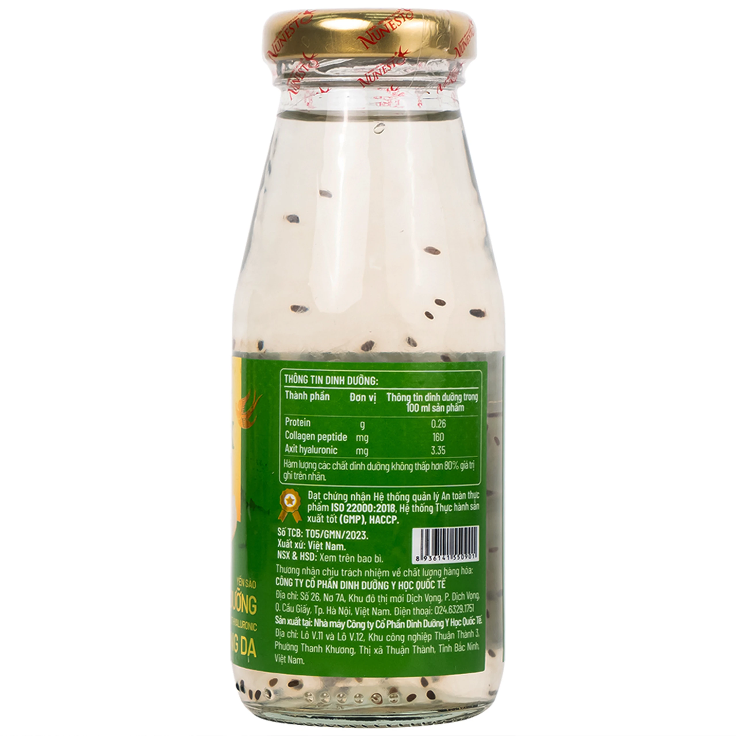 Nước Yến Sào Cao Cấp Nunest Detox Hạt Chia 5% Yến (6 chai x 185ml)