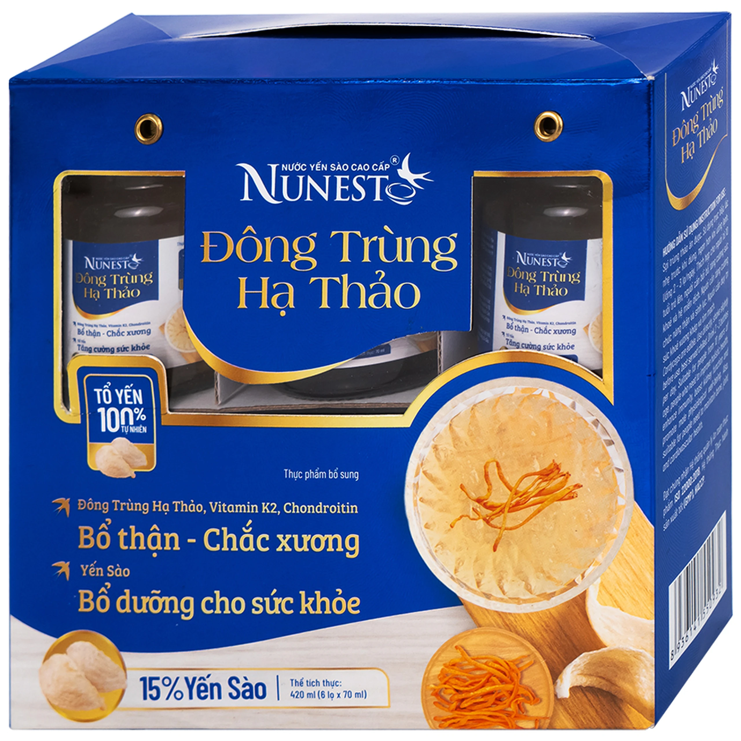 Nước Yến Sào Cao Cấp Nunest Đông Trùng Hạ Thảo 15% Yến (6 hũ x 70ml)