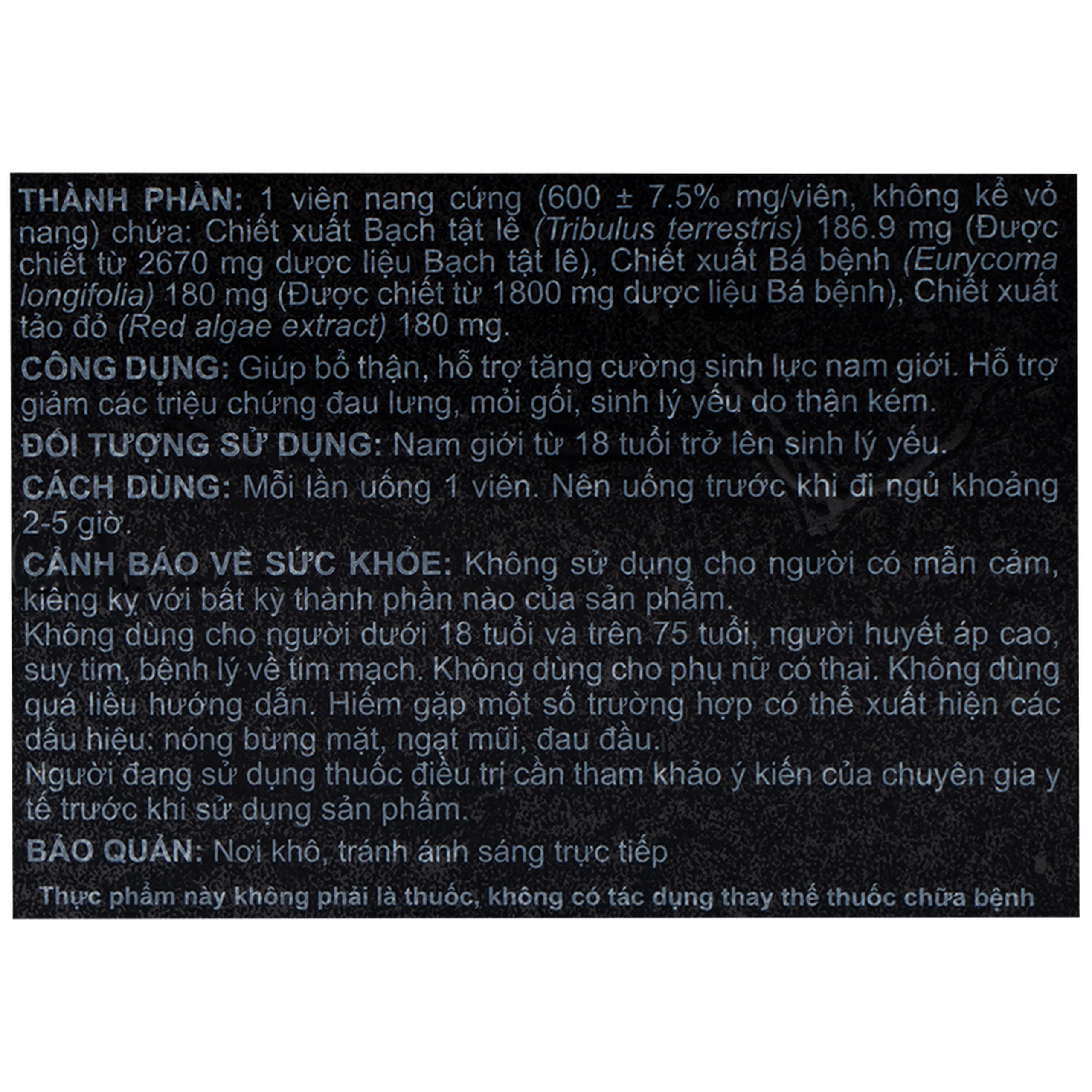 Viên hỗ trợ tăng cường sinh lực nam giới Rocket 1h Sao Thái Dương (6 viên)