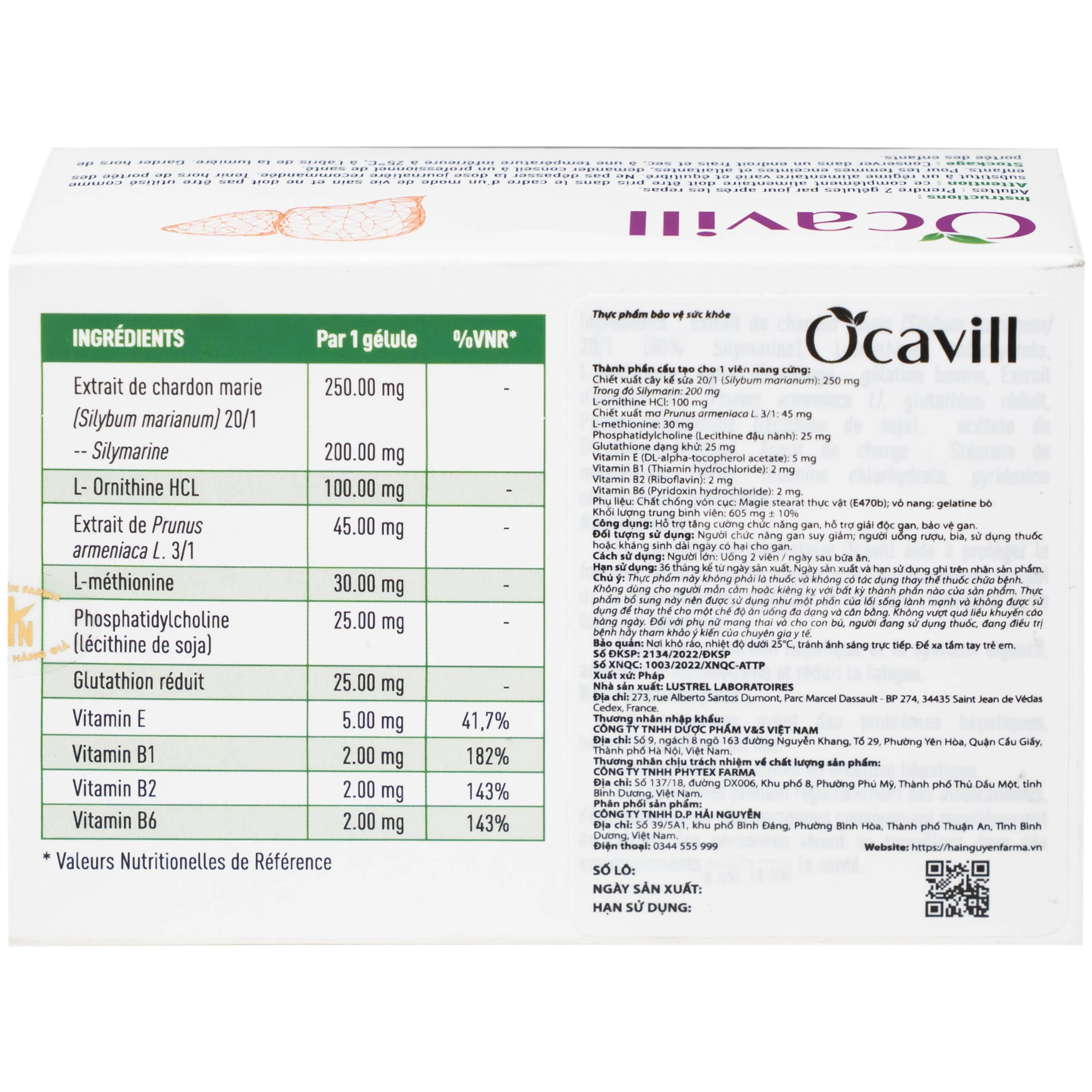 Viên uống hỗ trợ tăng cường chức năng gan, giải độc gan, bảo vệ gan Ocavill (4 vỉ x 15 viên)