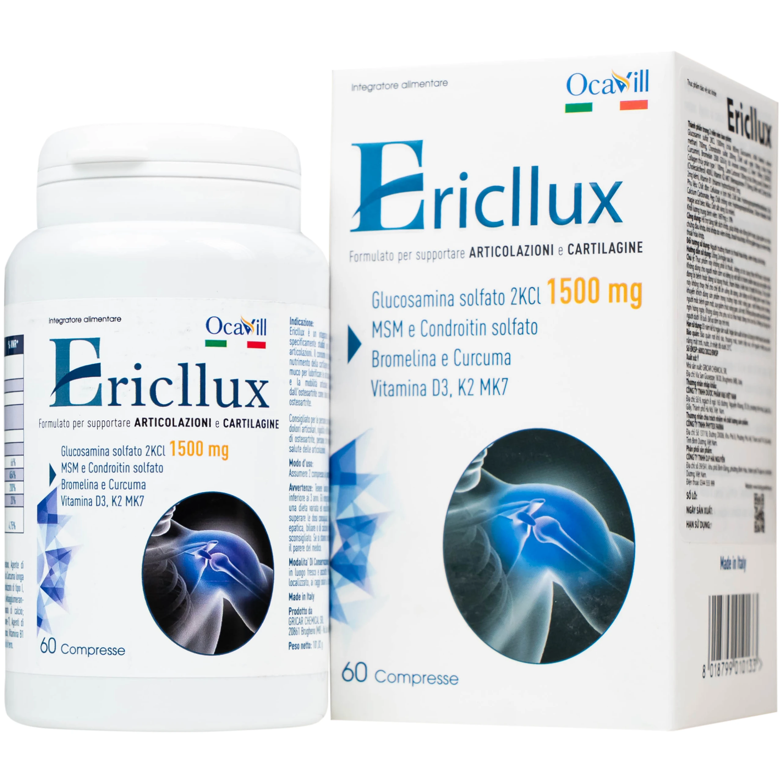 Viên uống Ericllux Ocavill hỗ trợ tăng tiết dịch khớp, giúp khớp vận động linh hoạt (60 viên)