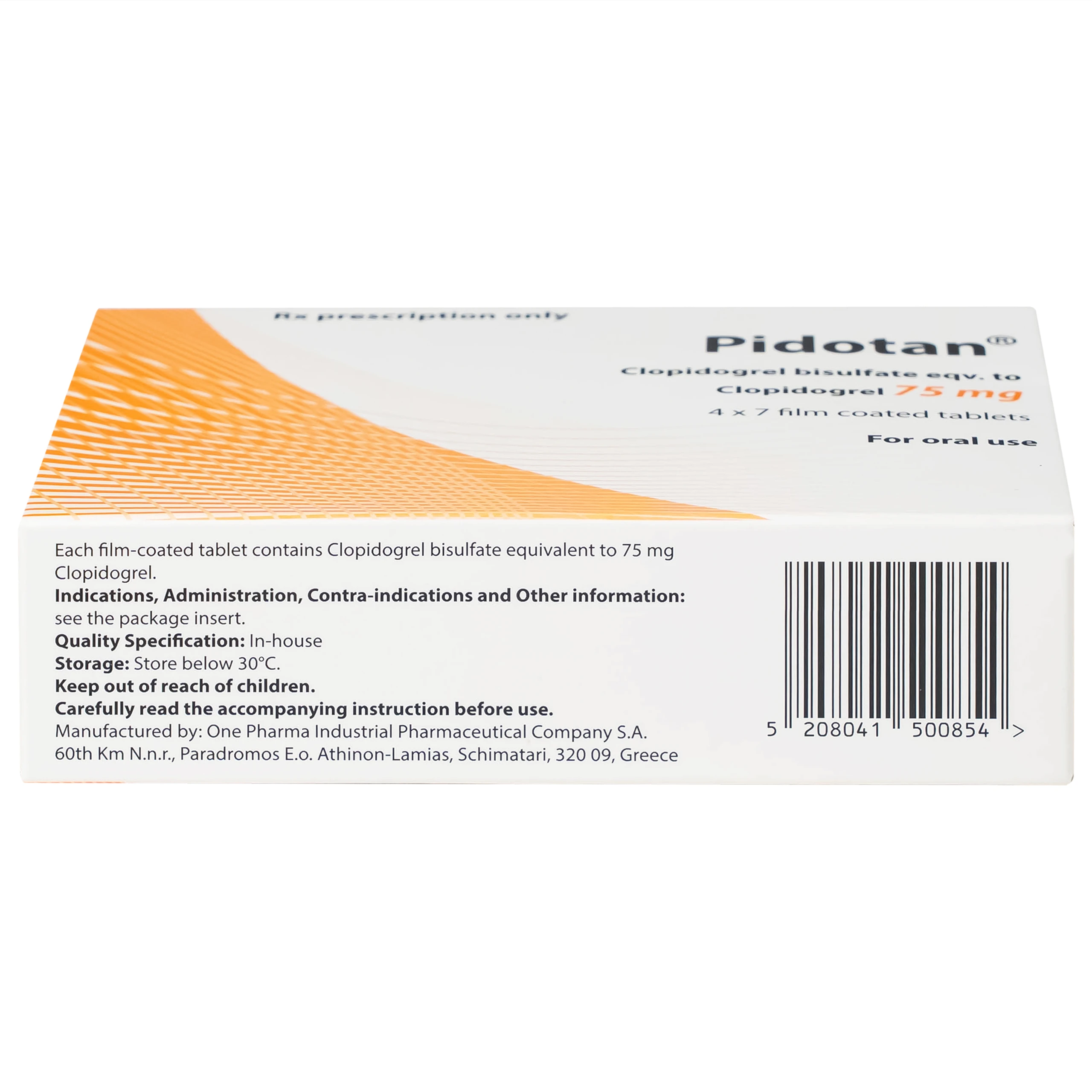 Thuốc Pidotan 75mg One Pharma phòng ngừa huyết khối động mạch và rung nhĩ (4 vỉ x 7 viên)
