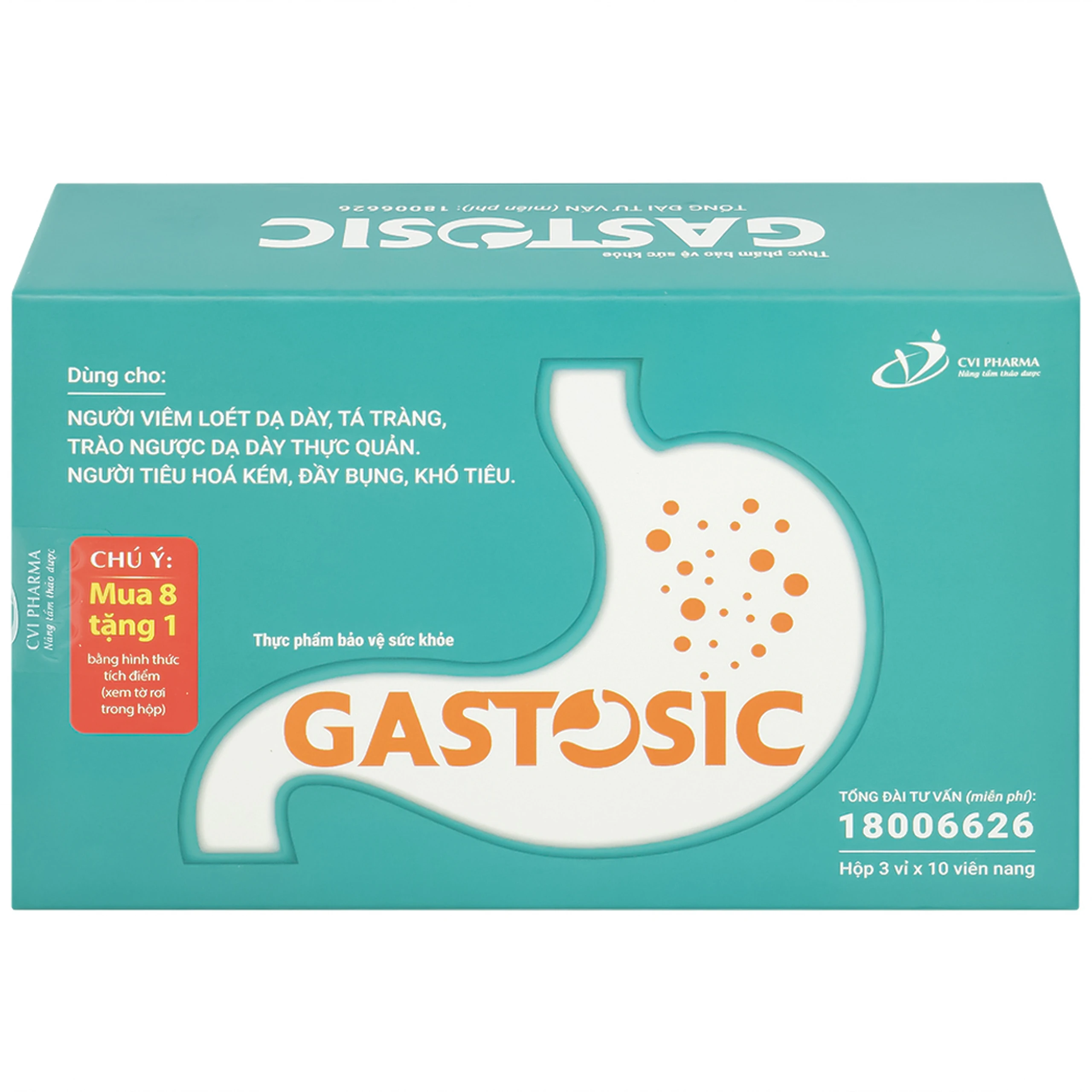 Viên giúp tiêu hóa Gastosic CVI (3 vỉ x 10 viên)