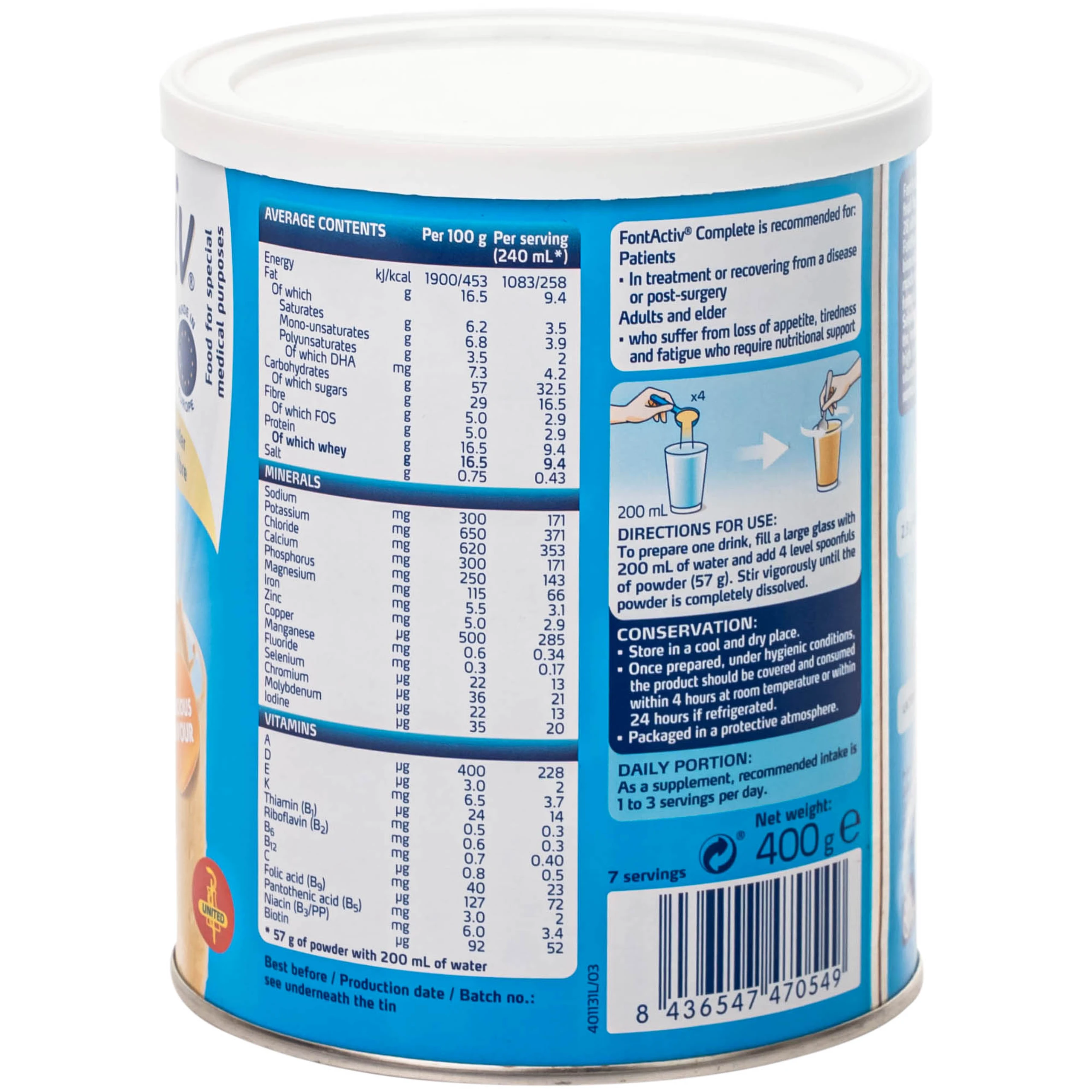 Sữa FontActiv Complete hỗ trợ bổ sung dinh dưỡng cho cơ thể (400g)