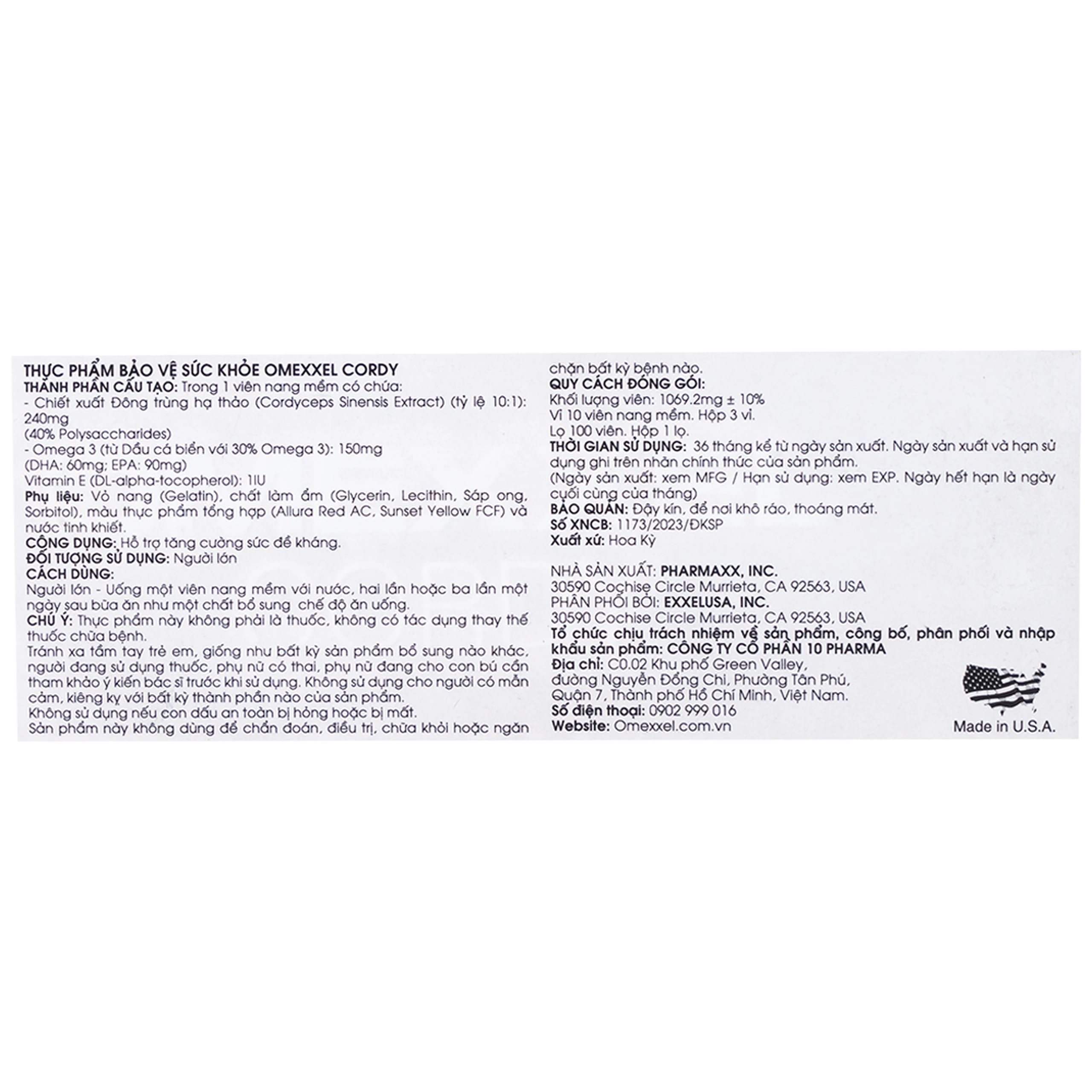 Viên uống hỗ trợ tăng sức đề kháng Omexxel Cordy (3 vỉ x 10 viên)