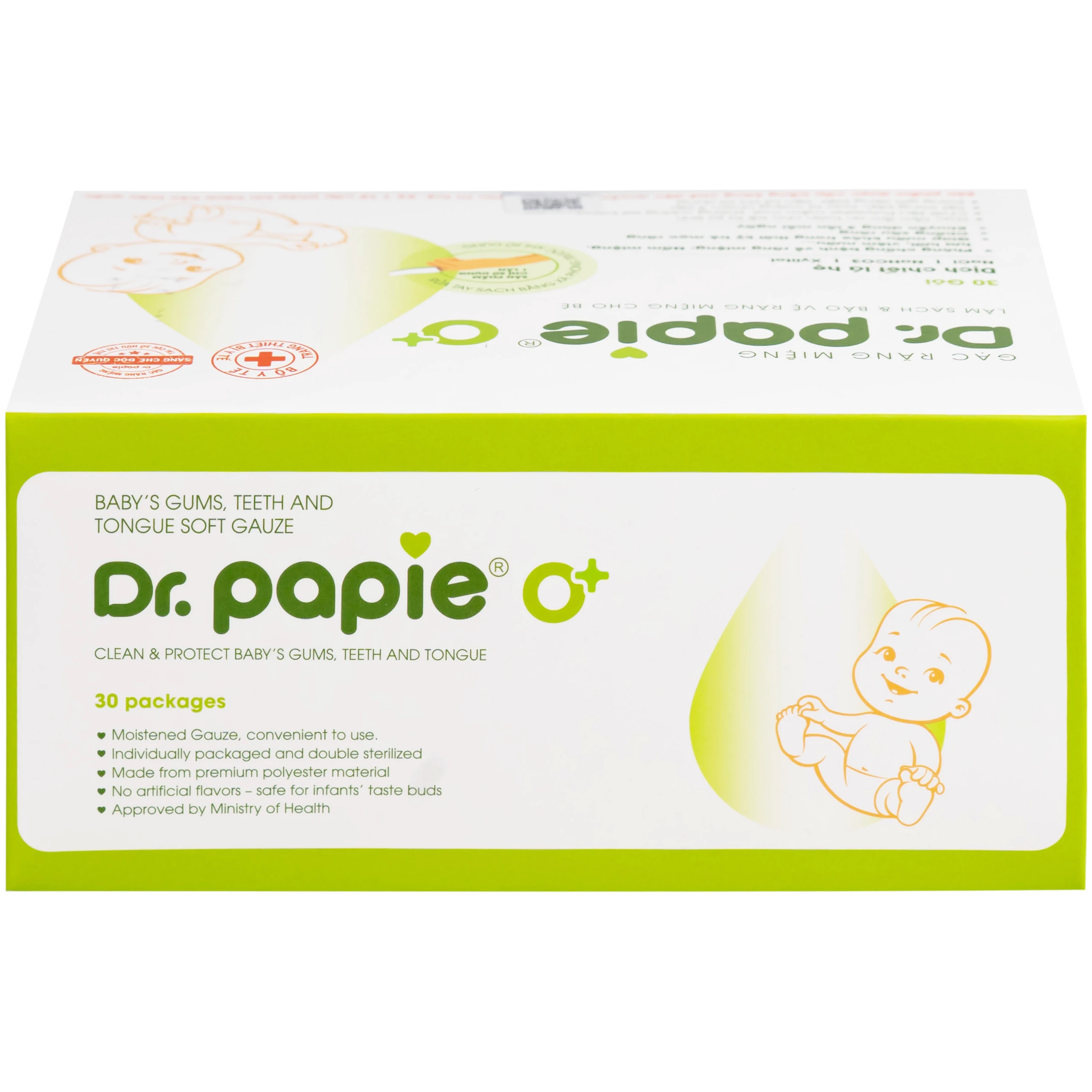 Gạc răng miệng Dr.Papie Starmed (30 gói) làm sạch và bảo vệ răng miệng cho bé