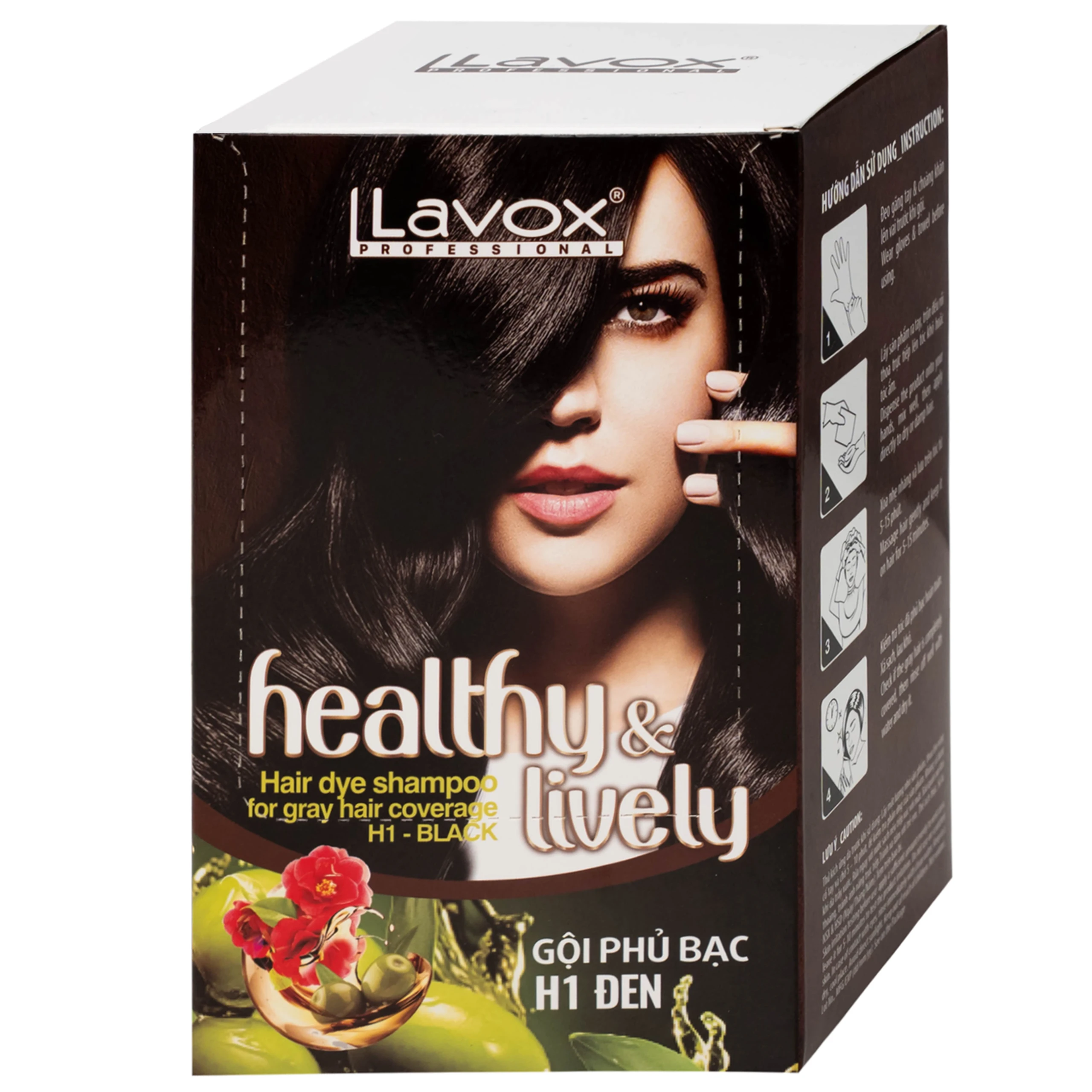 Gội phủ bạc Healthy&Lively Color Shampoo Lavox H1 màu đen tự nhiên (10 gói x 30ml)