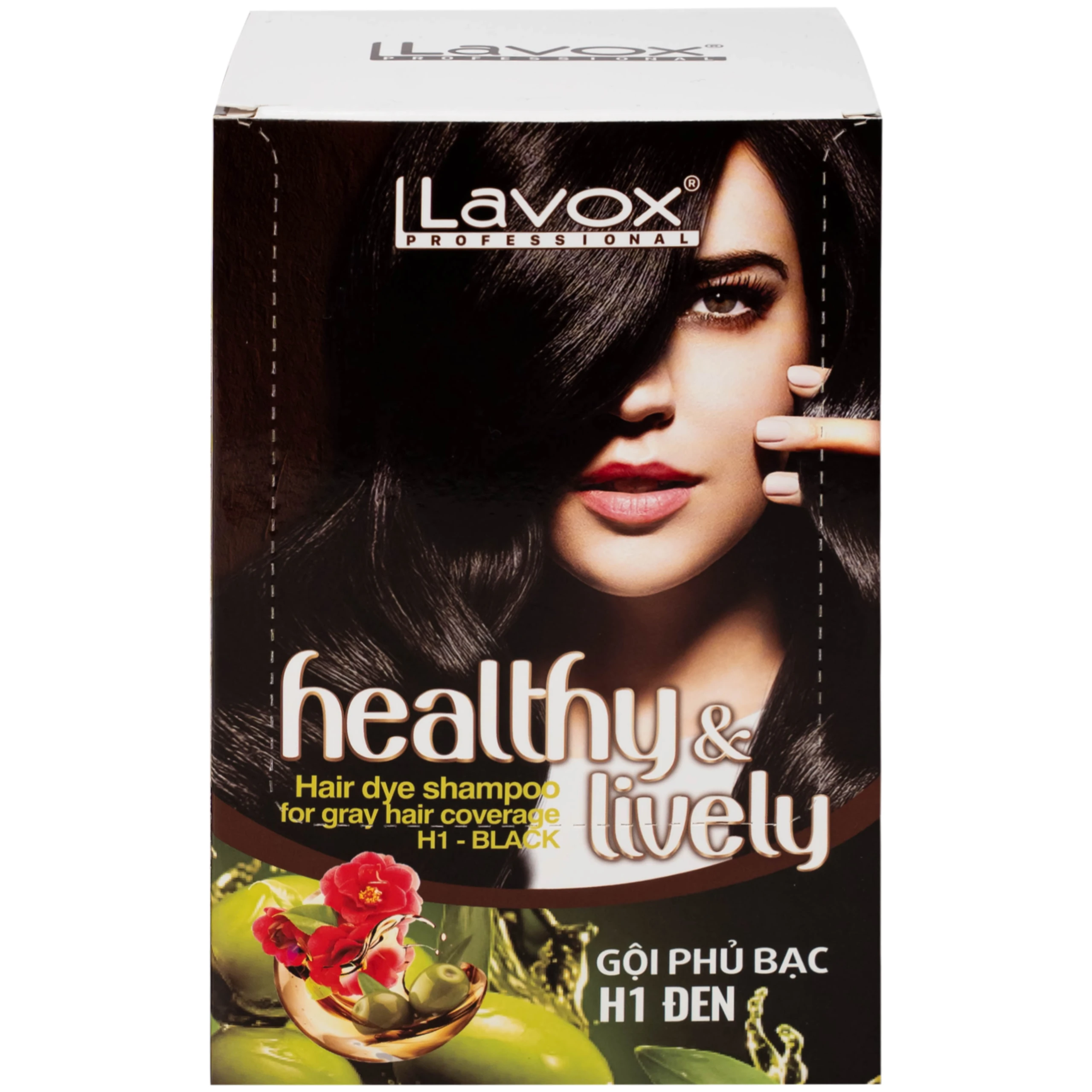 Gội phủ bạc Healthy&Lively Color Shampoo Lavox H1 màu đen tự nhiên (10 gói x 30ml)