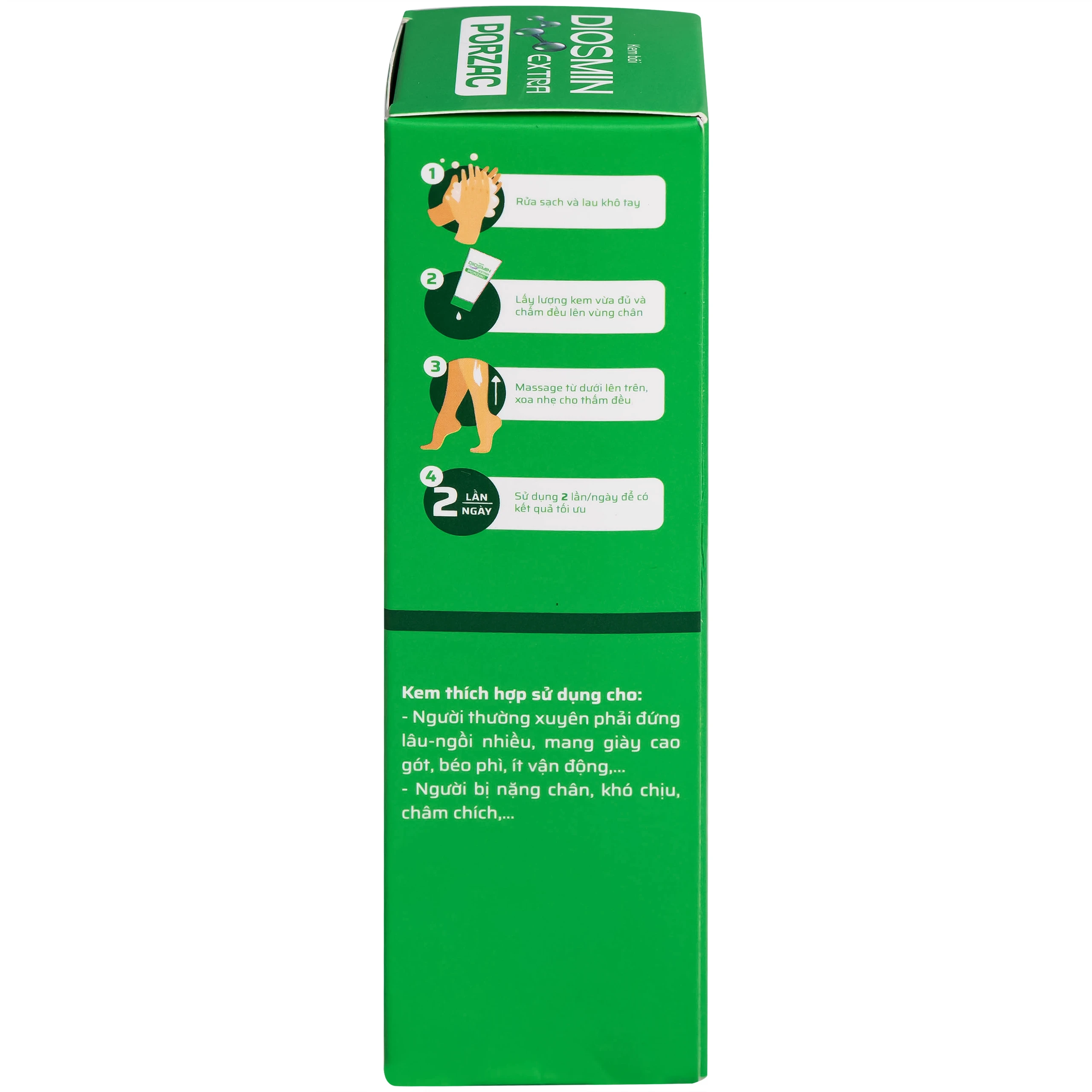 Gel bôi ngừa suy giãn tĩnh mạch, phù, nặng chân Diosmin Extra Porzac 75ml