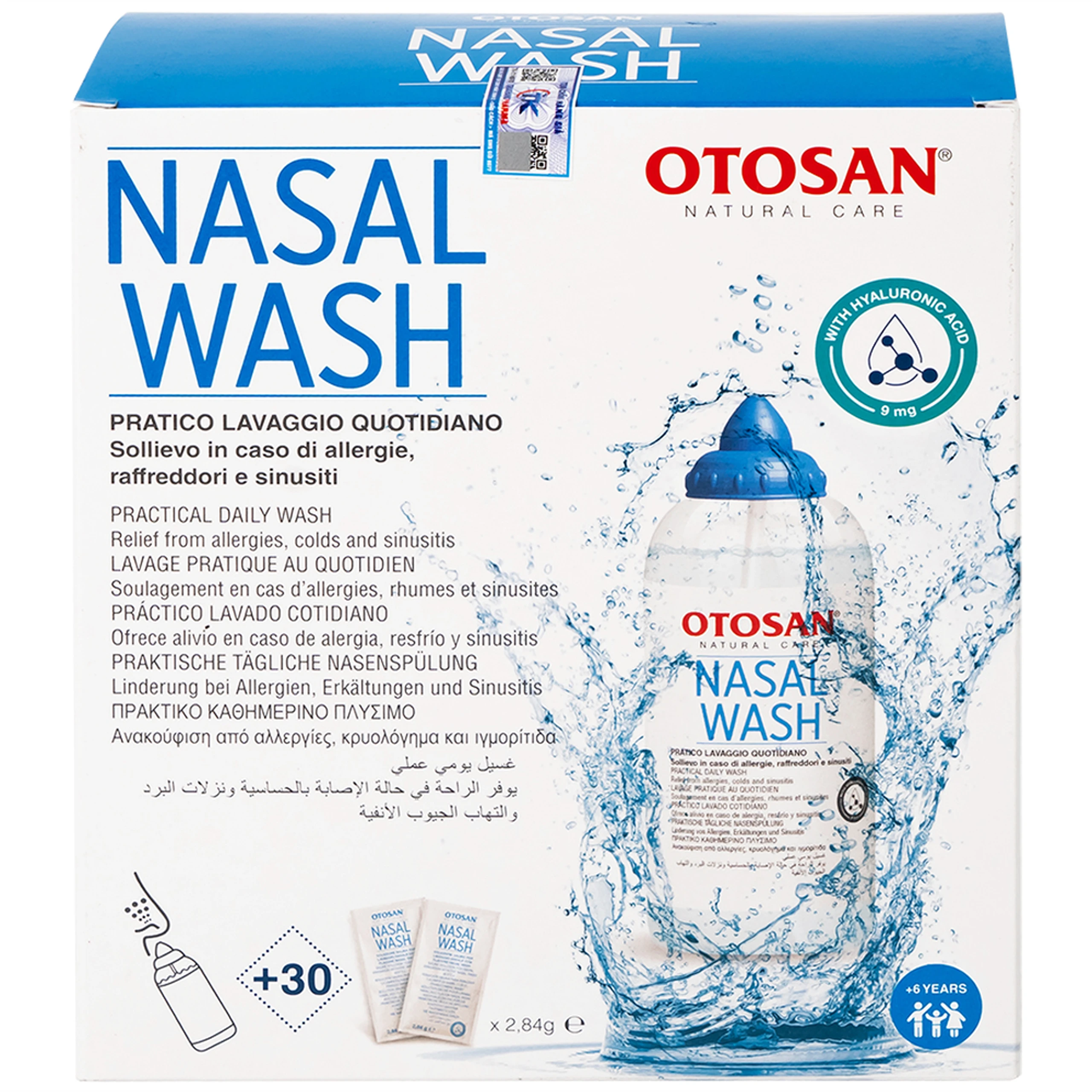 Bộ rửa mũi Otosan Nasal Wash Kit (30 gói) làm sạch sâu, ngừa viêm xoang, viêm mũi dành cho trẻ trên 6 tuổi