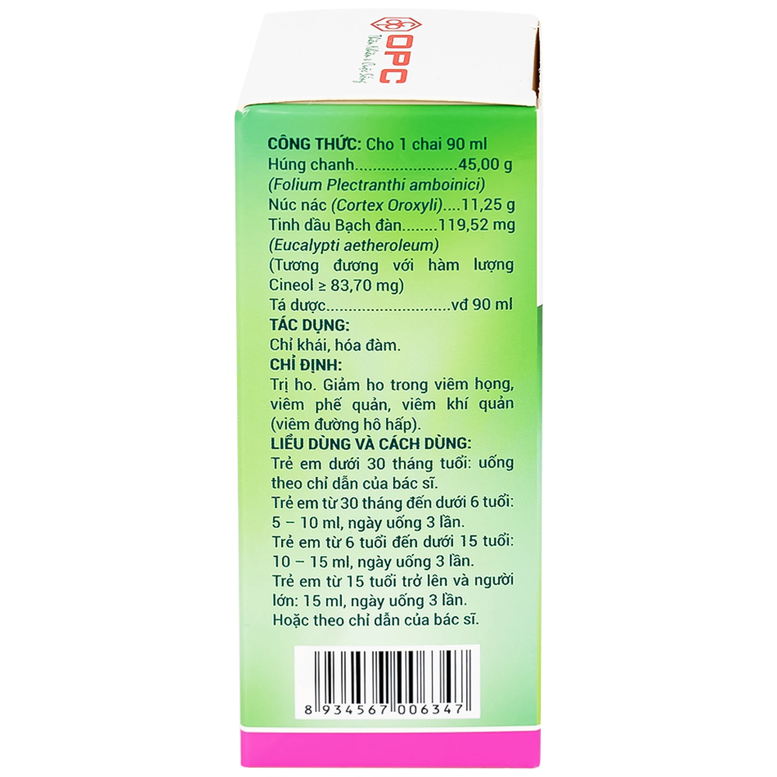 Siro HoAstex-S 90ml OPC dùng trị ho, giảm ho trong viêm họng, viêm phế quản