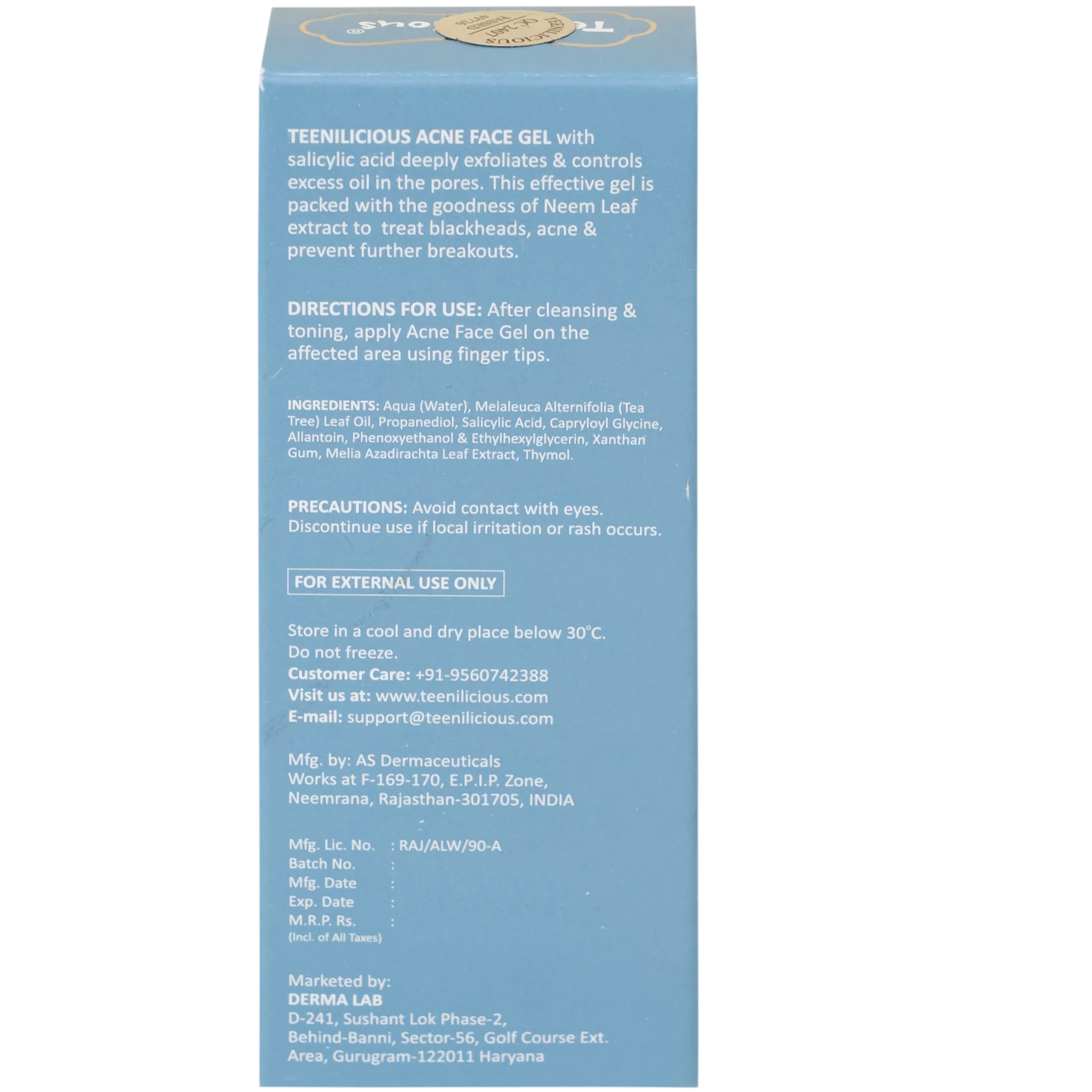 Gel bôi ngừa mụn đầu đen, đầu trắng Teenilicious hộp 15g