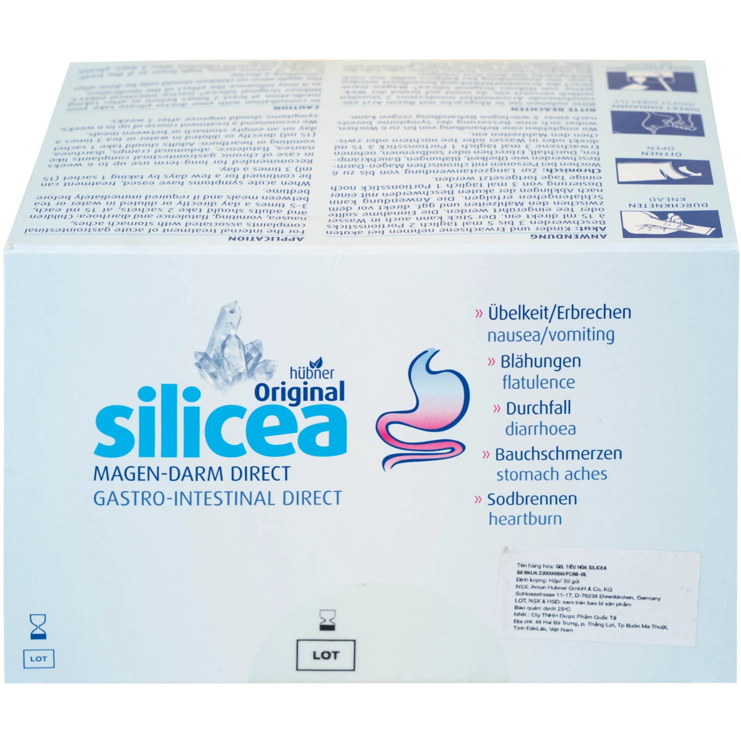 Gel tiêu hoá Silicea (30 gói x 15ml) hỗ trợ điều trị các triệu chứng cấp hoặc mãn tính về đường tiêu hóa