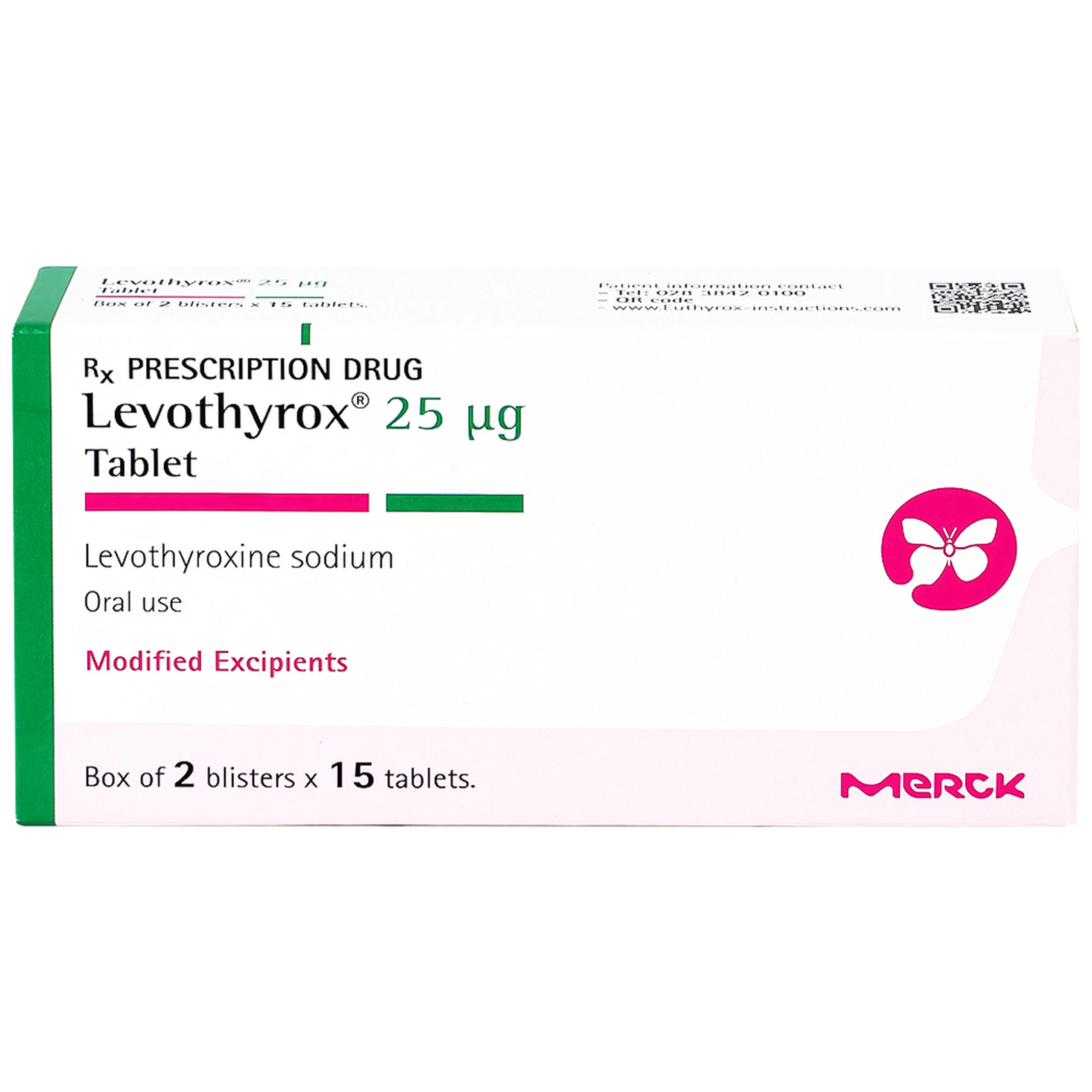 Thuốc Levothyrox 25µg Merck điều trị bướu giáp đơn thuần lành tính (2 vỉ x 15 viên)