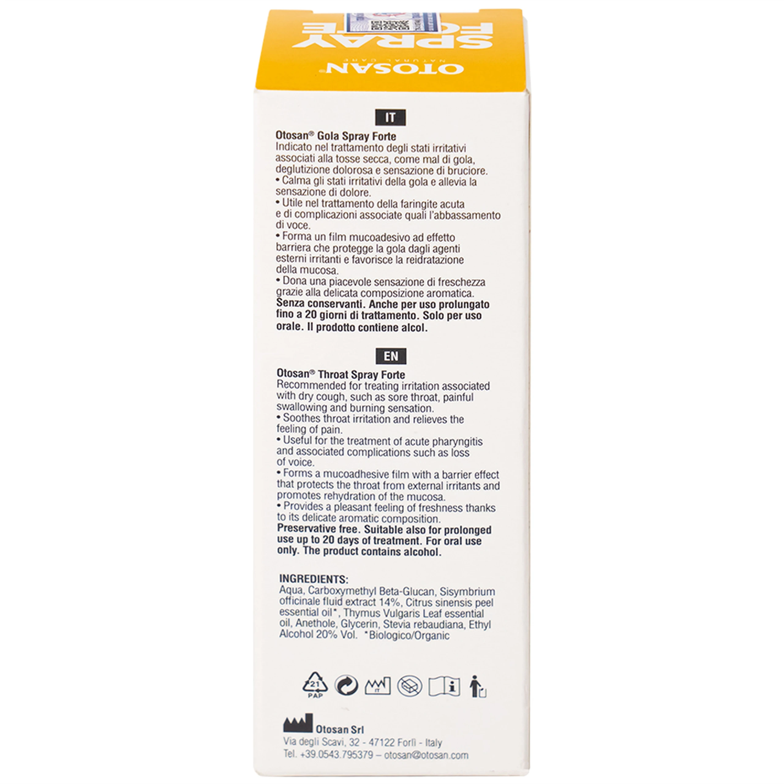 Xịt họng Otosan Forte 30ml hỗ trợ giảm viêm họng cấp tính, viêm hô hấp, giảm đau rát họng