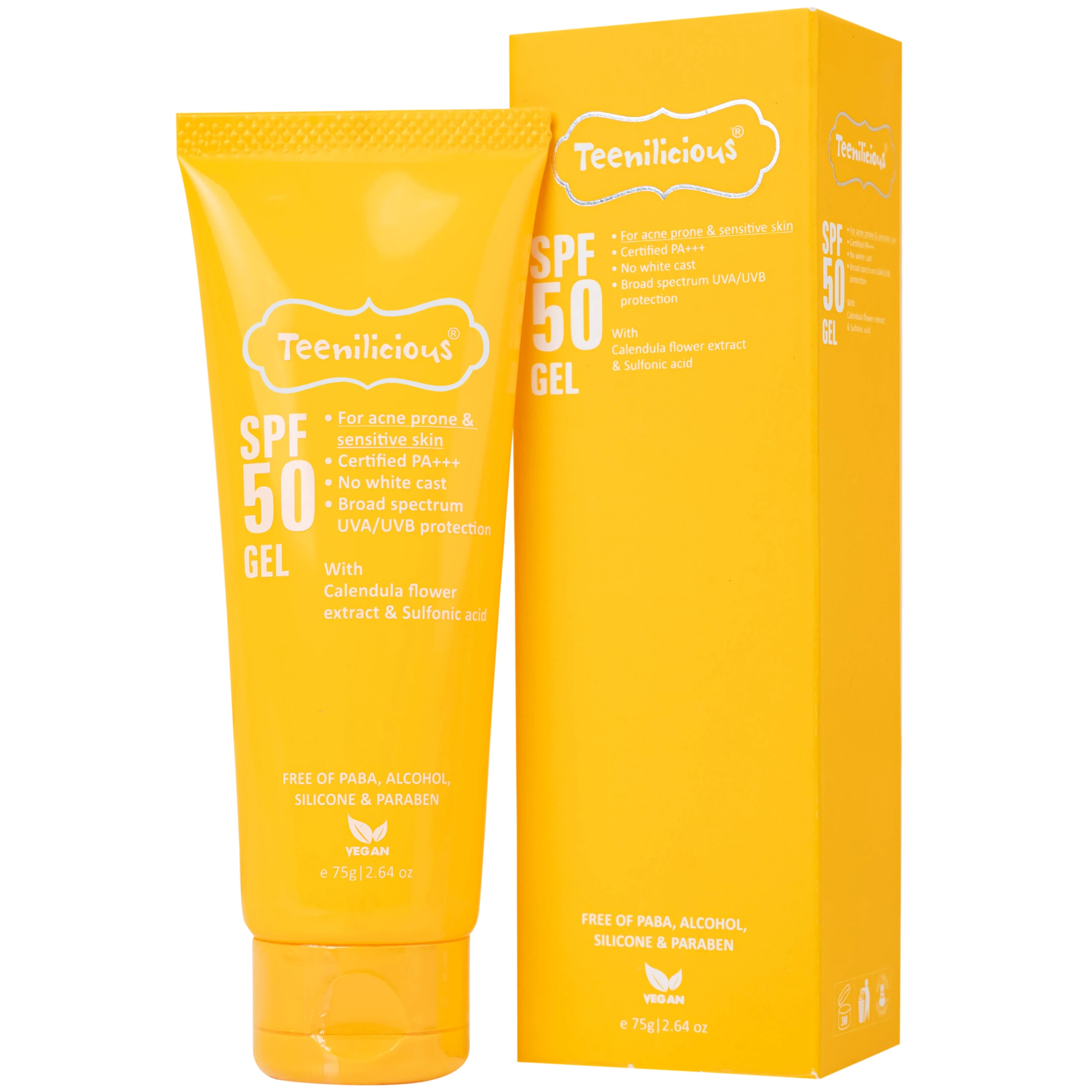 Gel chống nắng cho da mụn và nhạy cảm Teenilicious SPF50 PA+++ hộp 75g
