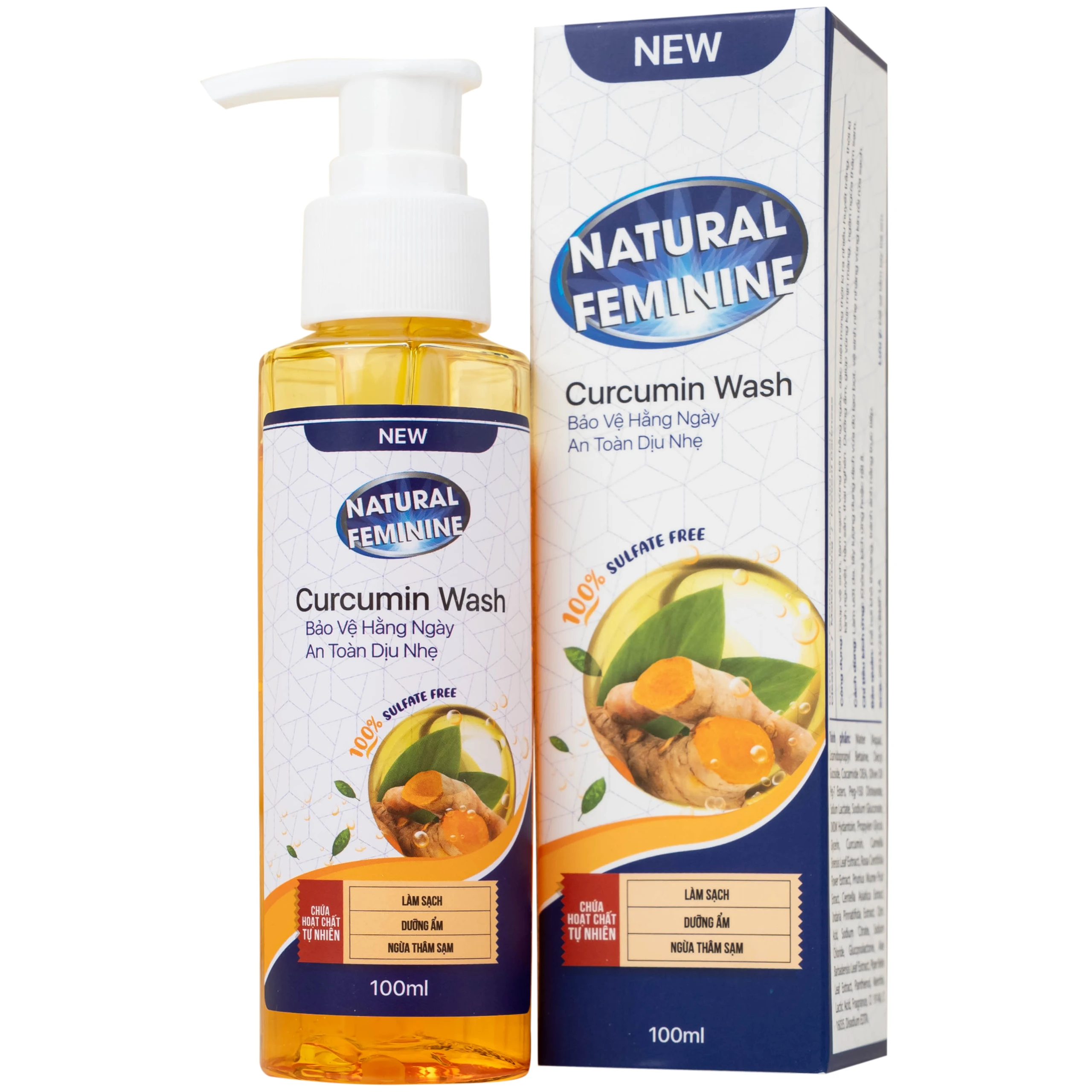 Dung dịch vệ sinh phụ nữ khử mùi Natural Feminine Curcumin Wash 100ml