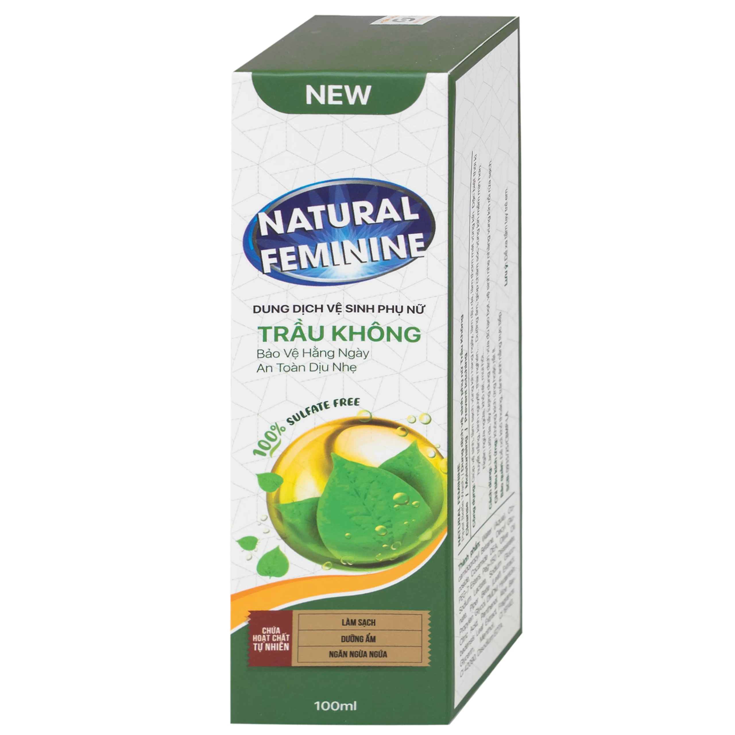 Dung dịch vệ sinh phụ nữ Natural Feminine Lá Trầu Không vệ sinh nhẹ nhàng, kháng khuẩn (100ml)