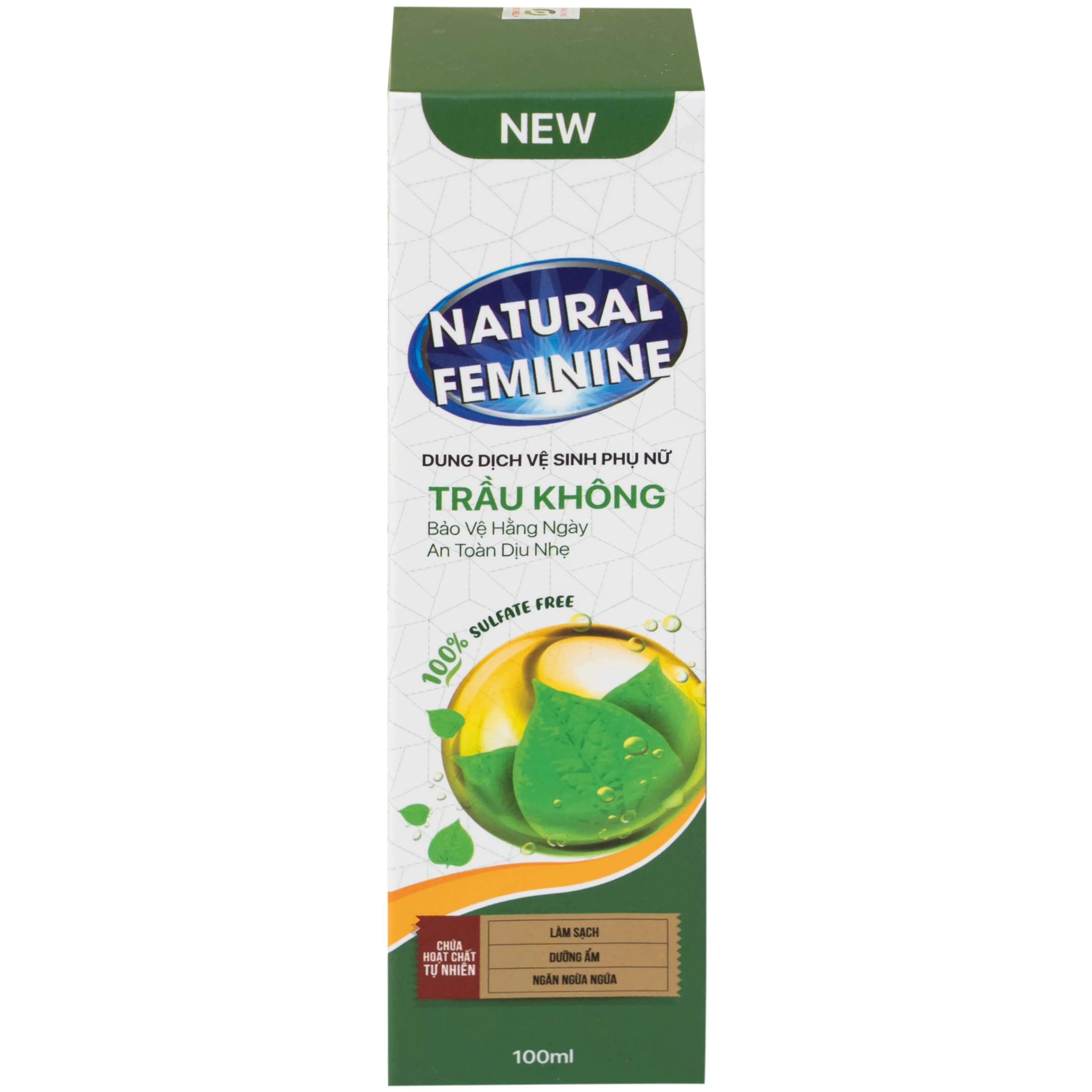 Dung dịch vệ sinh phụ nữ Natural Feminine Lá Trầu Không vệ sinh nhẹ nhàng, kháng khuẩn (100ml)