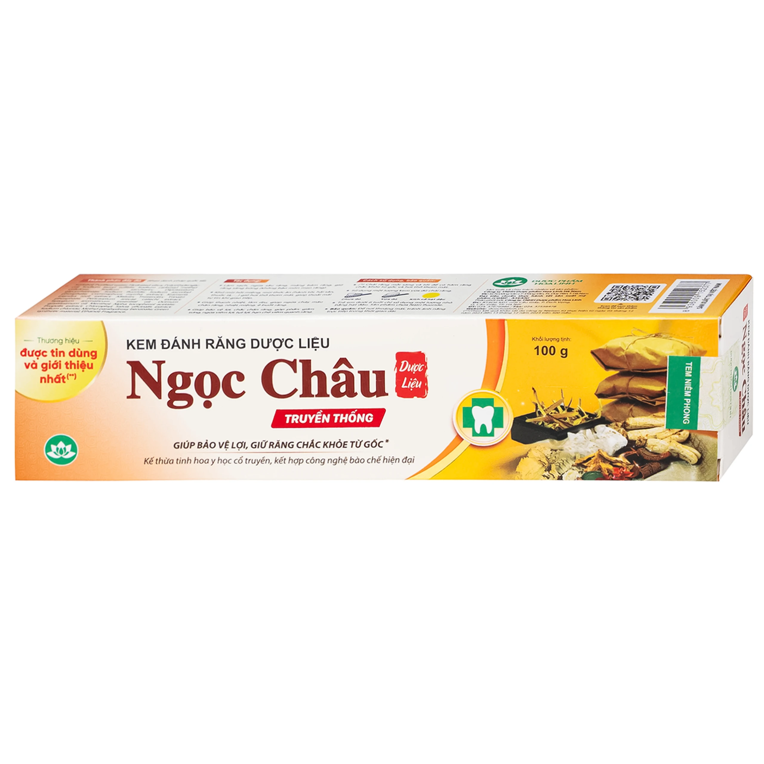 Kem đánh răng dược liệu Ngọc Châu bảo vệ lợi, chắc răng, làm bền thành mạch, chống tụt lợi, chảy máu chân răng (100g)