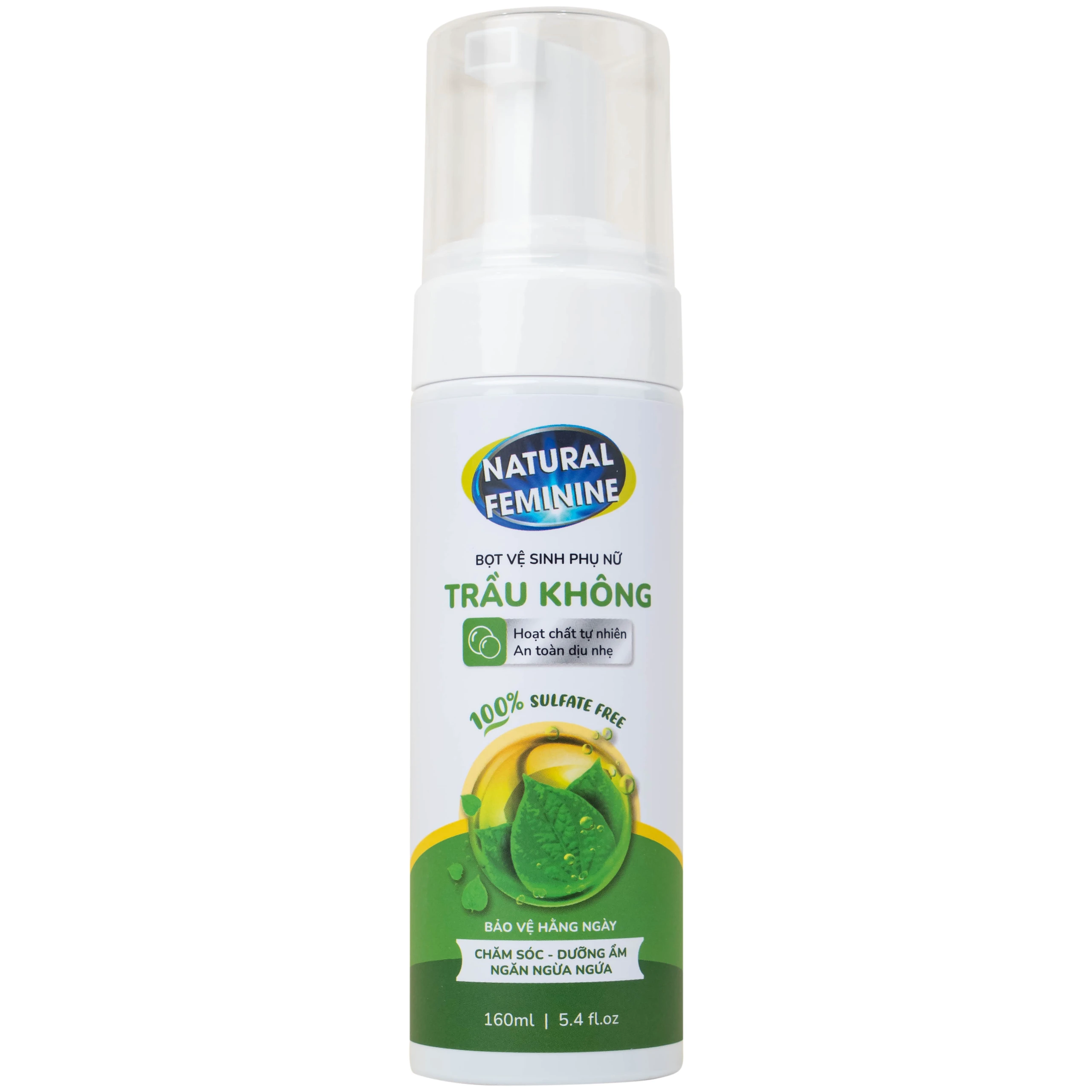 Dung dịch vệ sinh phụ nữ dạng bọt Natural Feminine Lá Trầu Không kháng khuẩn, vệ sinh nhẹ nhàng (160ml)