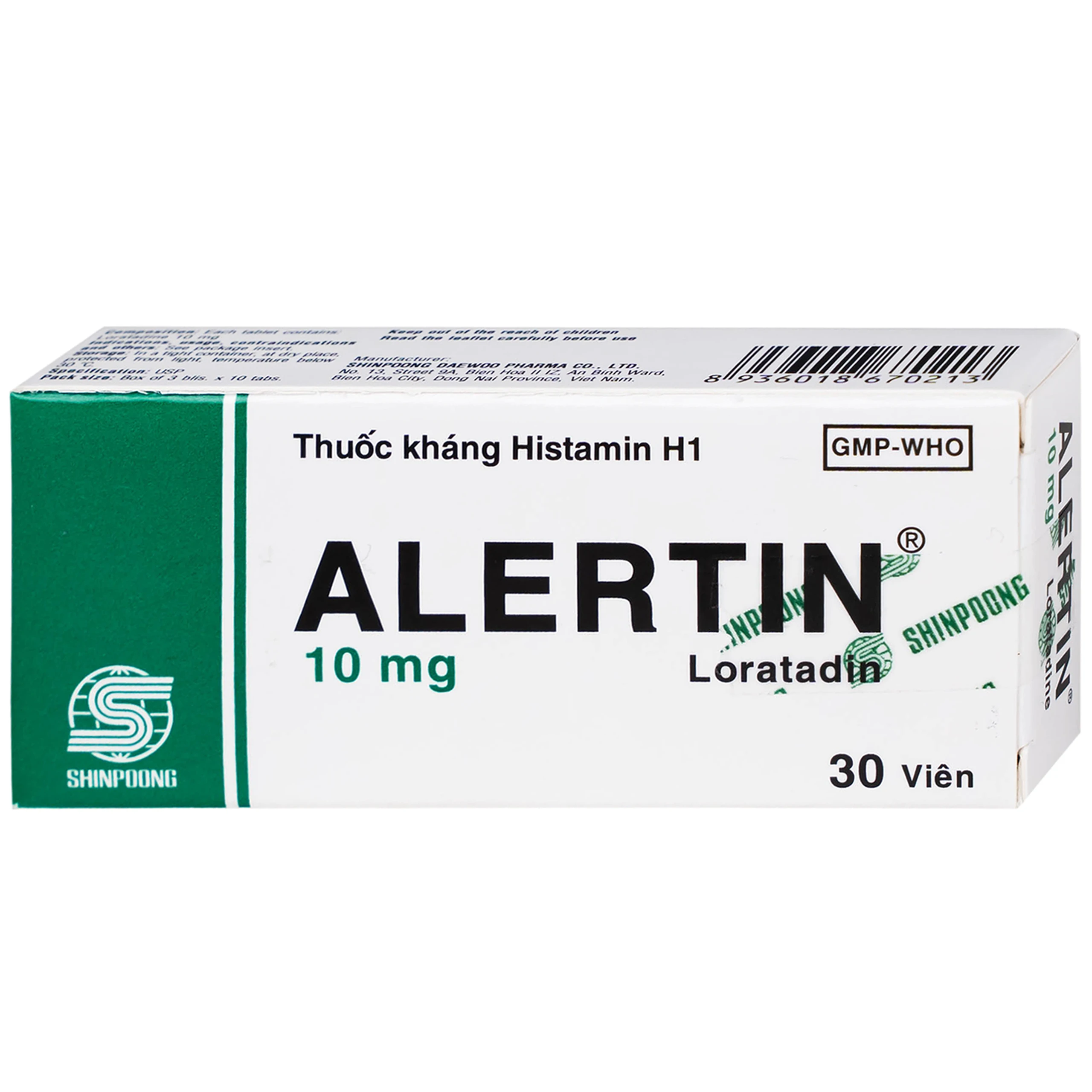 Thuốc Alertin 10mg Shinpoong Deawoo chỉ định trong trường hợp viêm mũi dị ứng, viêm kết mạc dị ứng (3 vỉ x 10 viên)