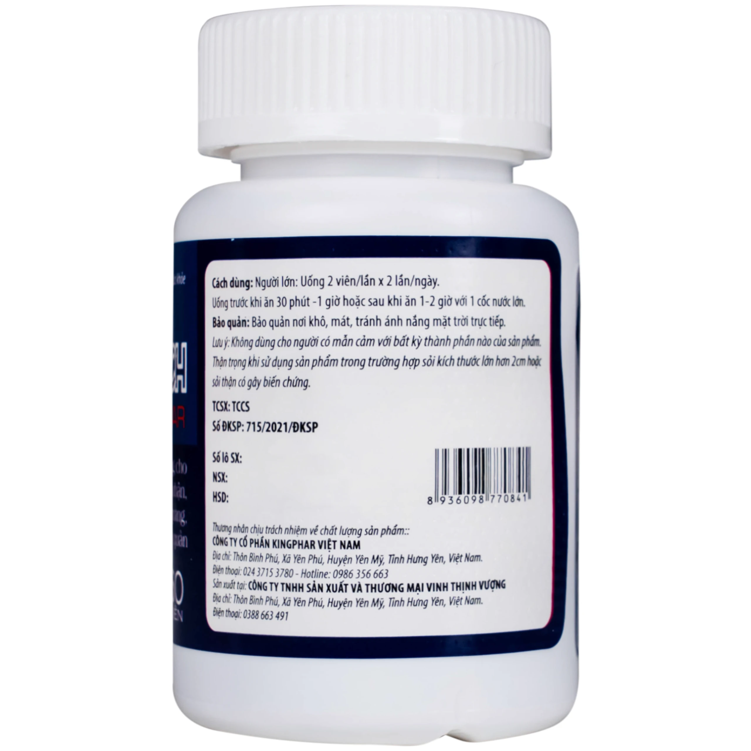 Viên uống giúp lợi tiểu, hỗ trợ bài tiết cặn sỏi giảm sỏi tiết niệu Bài Thạch Kingphar (60 viên)