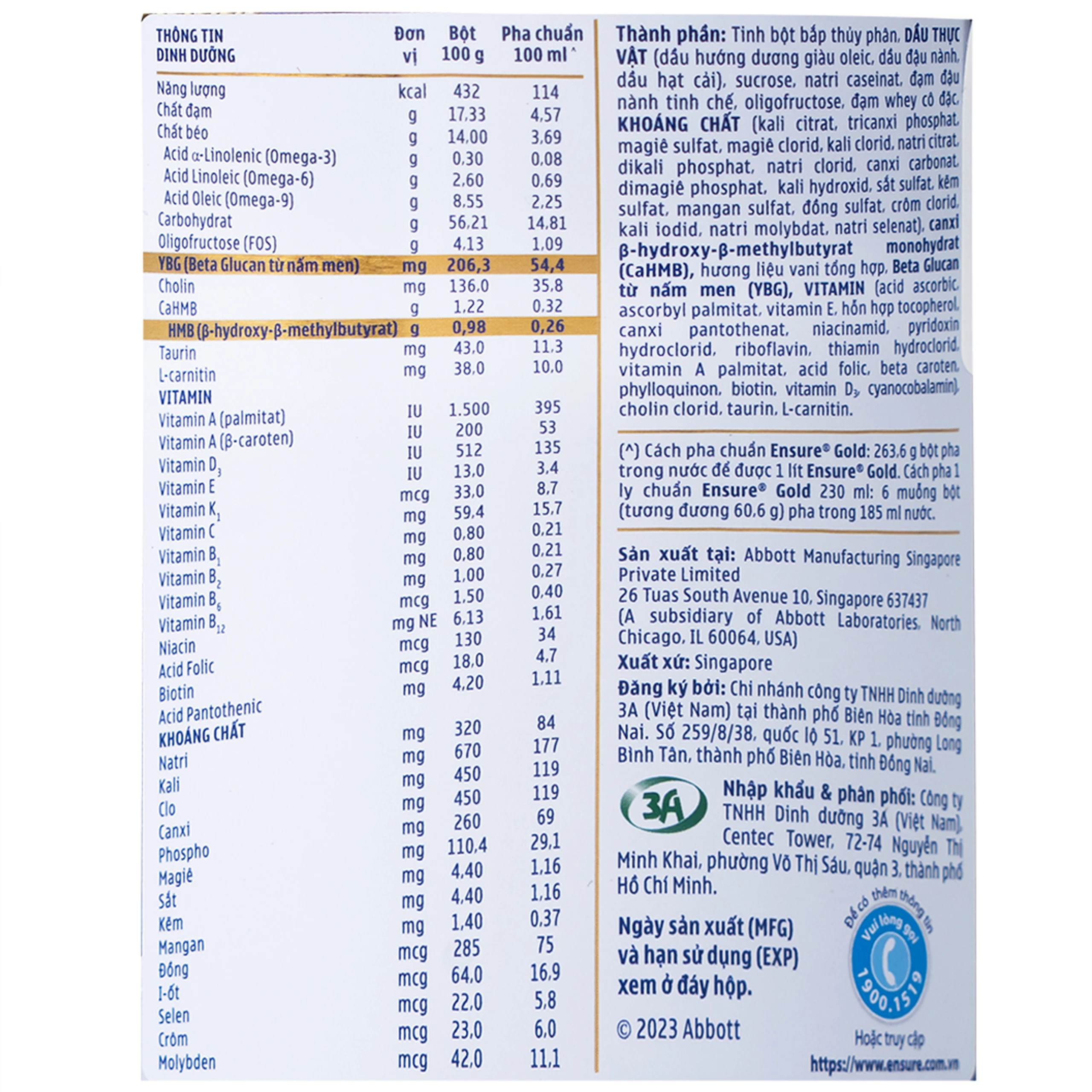 Sữa tăng cường sức khỏe khối cơ tăng miễn dịch Ensure Gold StrengthPro hương vani (380g)