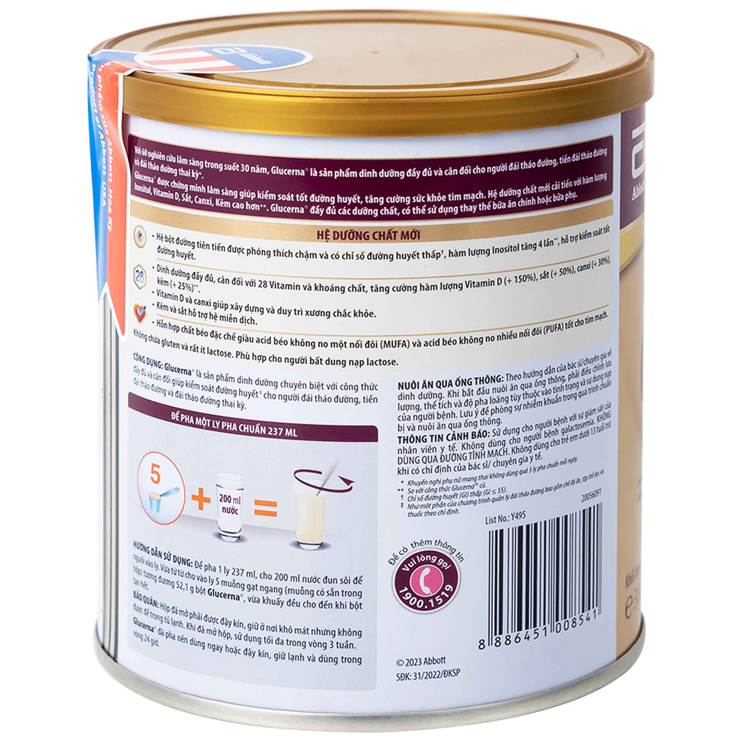 Sữa bổ sung dinh dưỡng đặc biệt cho người đái tháo đường Glucerna Abbott (380g)