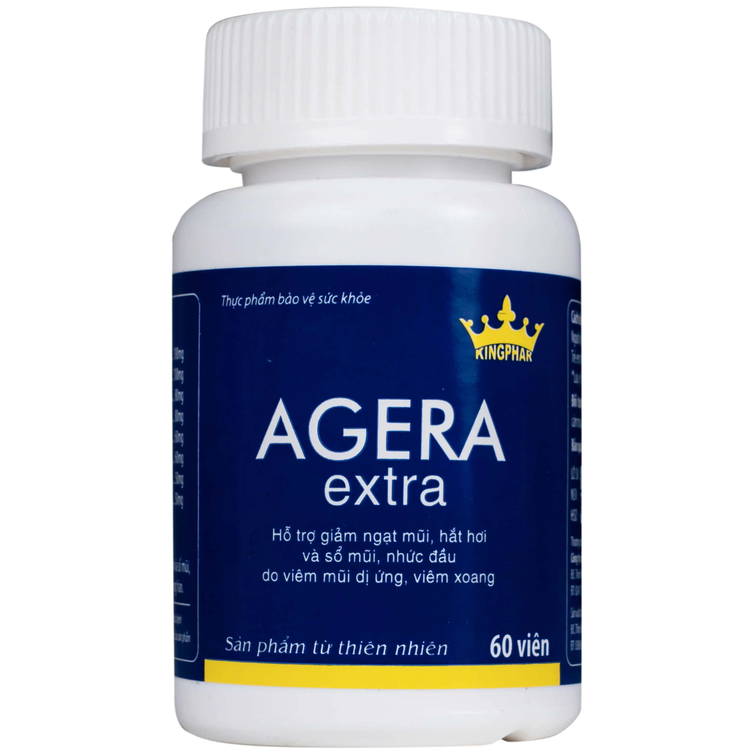 Viên uống hỗ trợ giảm ngạt mũi, hắt hơi và sổ mũi, nhức đầu do viêm mũi dị ứng Agera Extra Kingphar (60 viên)