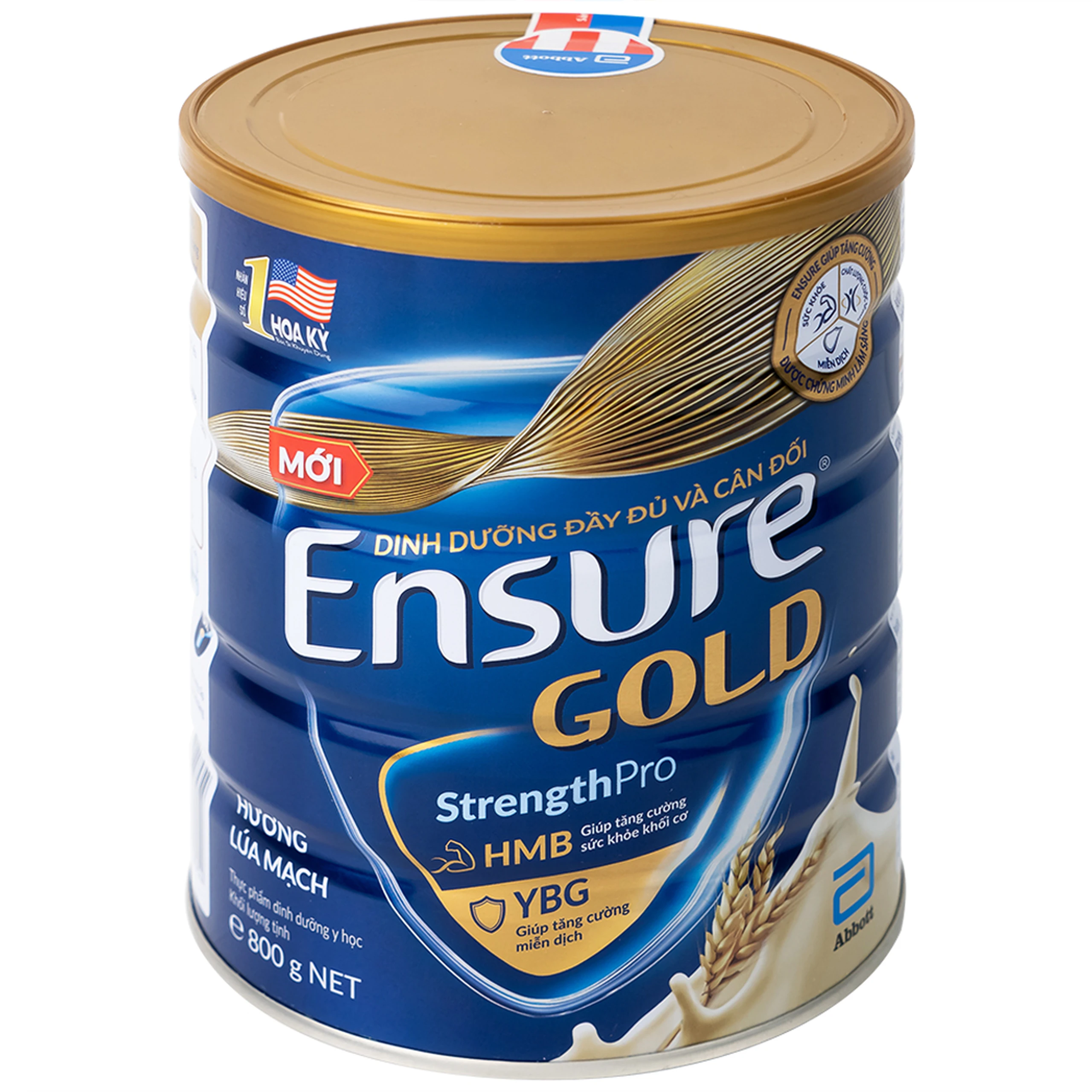 Sữa tăng cường sức khỏe khối cơ tăng miễn dịch Ensure Gold StrengthPro hương lúa mạch (800g)
