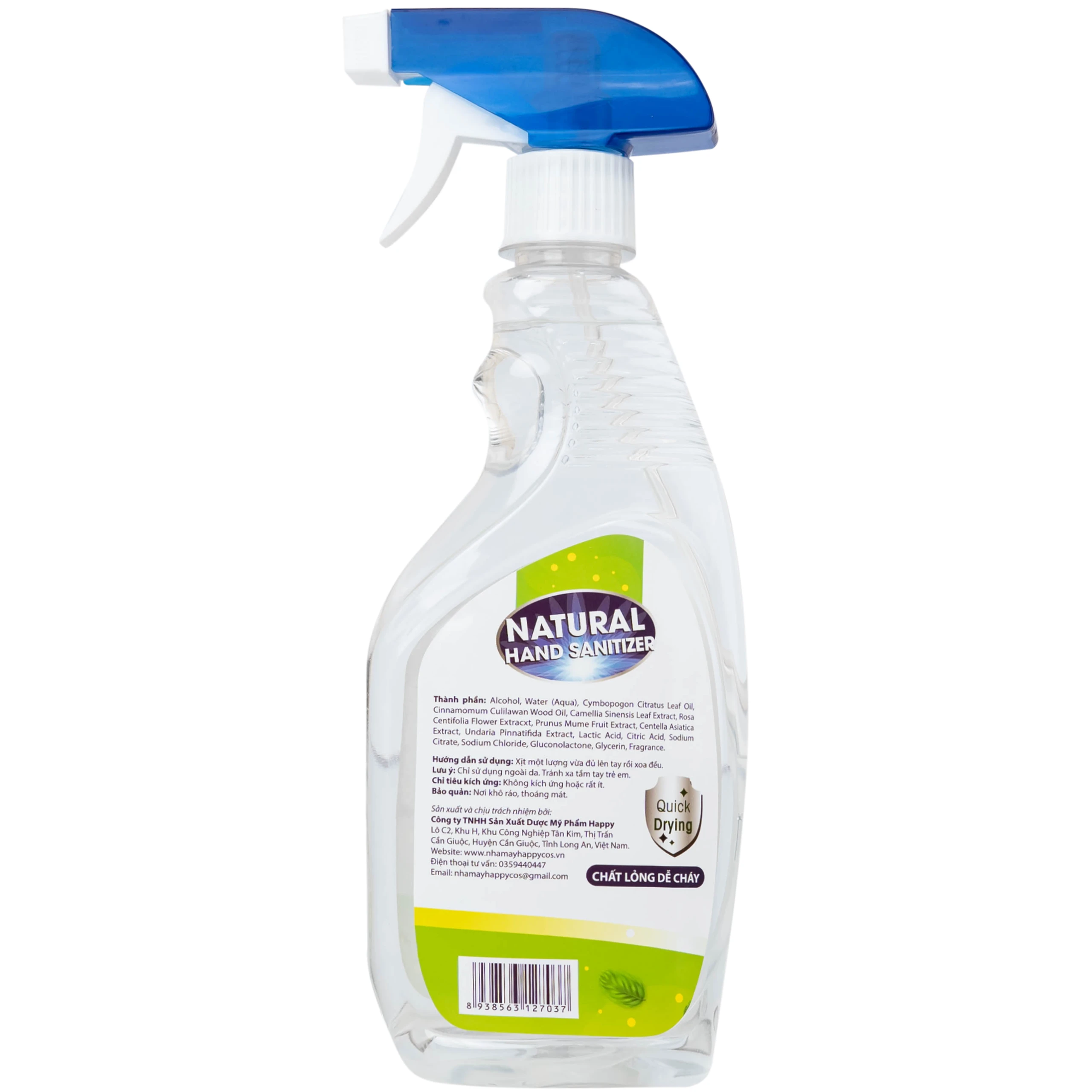 Dung dịch xịt khuẩn tay Natural Hand Sanitizer diệt khuẩn, khử mùi (500ml)