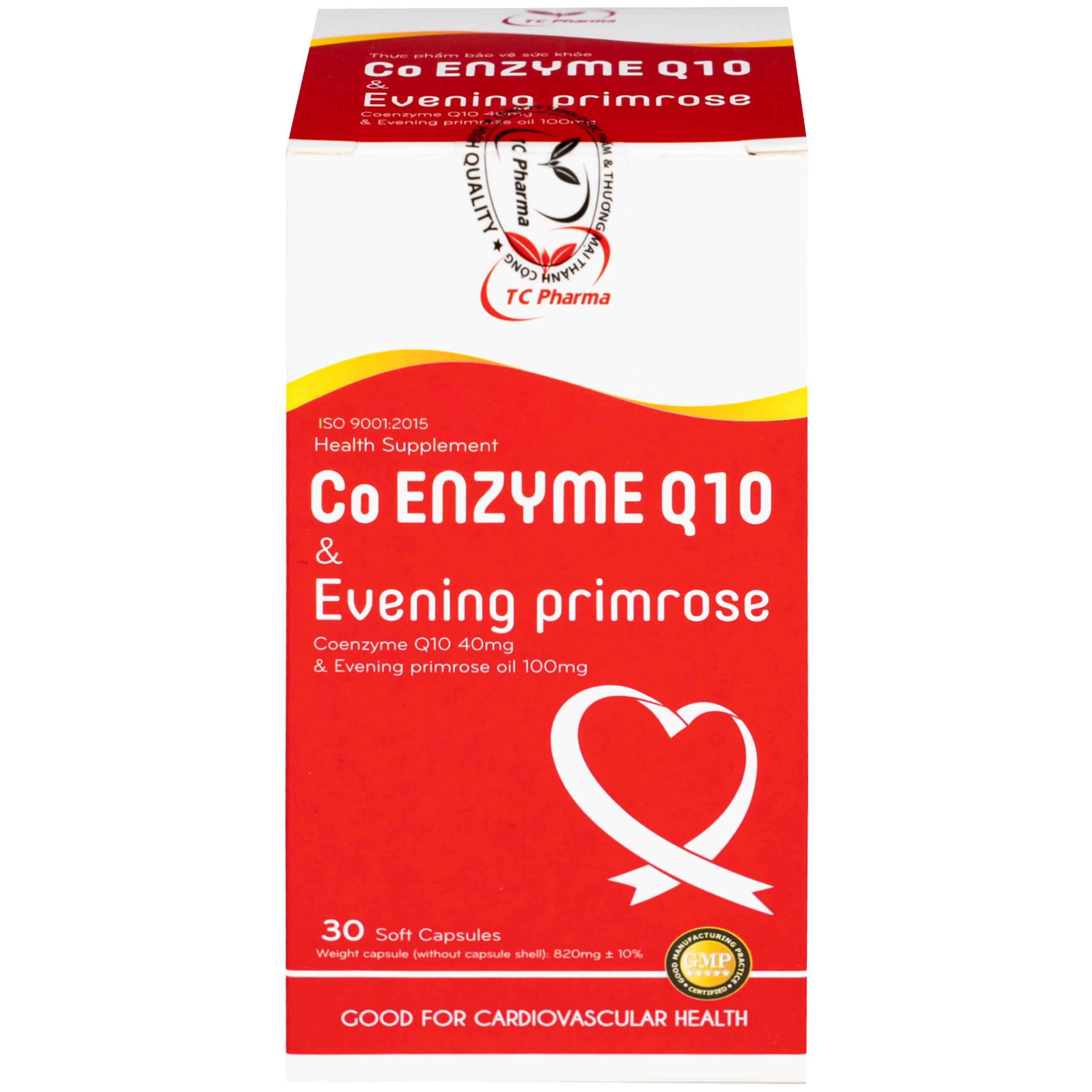 Viên uống hỗ trợ tốt cho tim mạch, giảm cholesterol máu Co Enzyme Q10 & Evening primrose (30 viên)