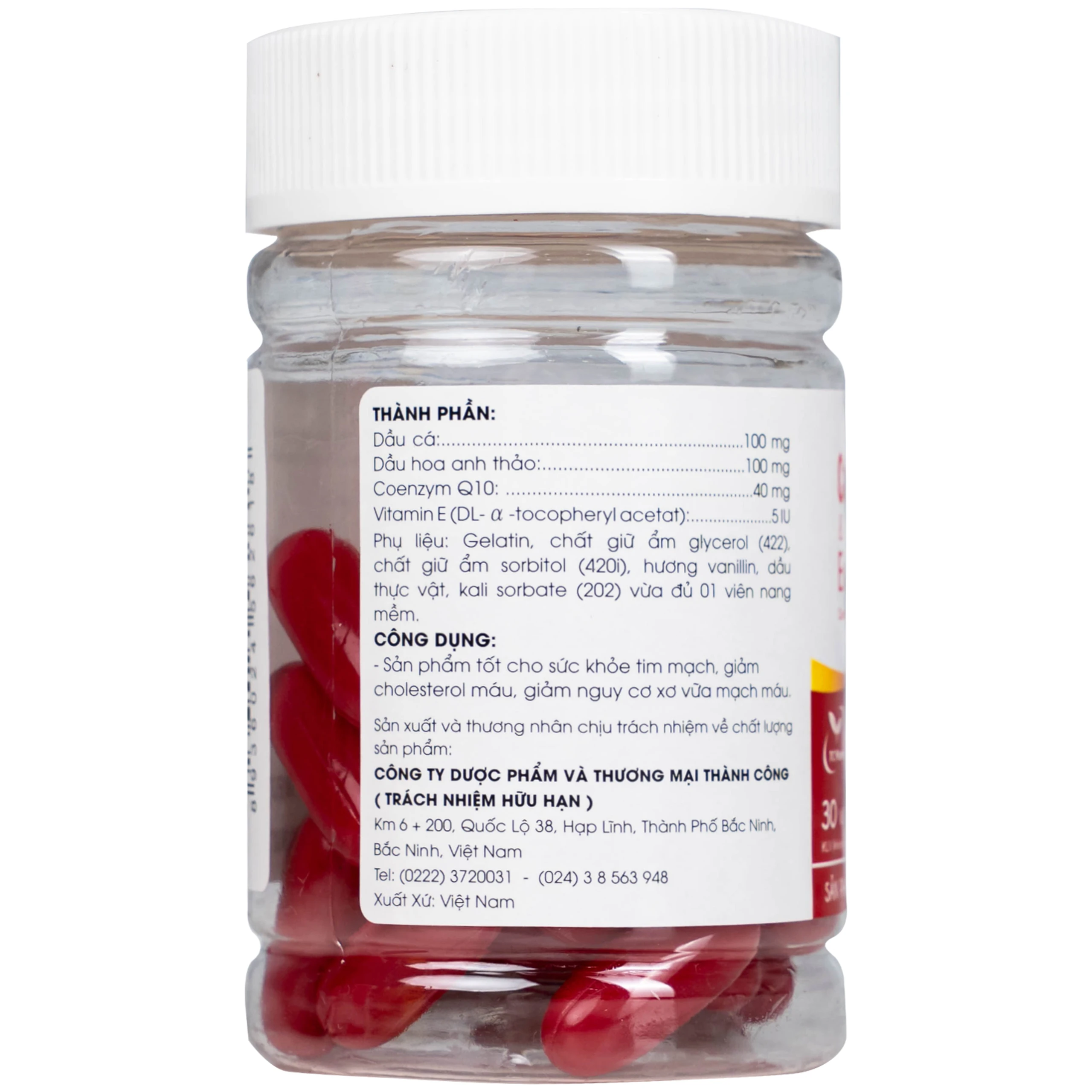 Viên uống hỗ trợ tốt cho tim mạch, giảm cholesterol máu Co Enzyme Q10 & Evening primrose (30 viên)